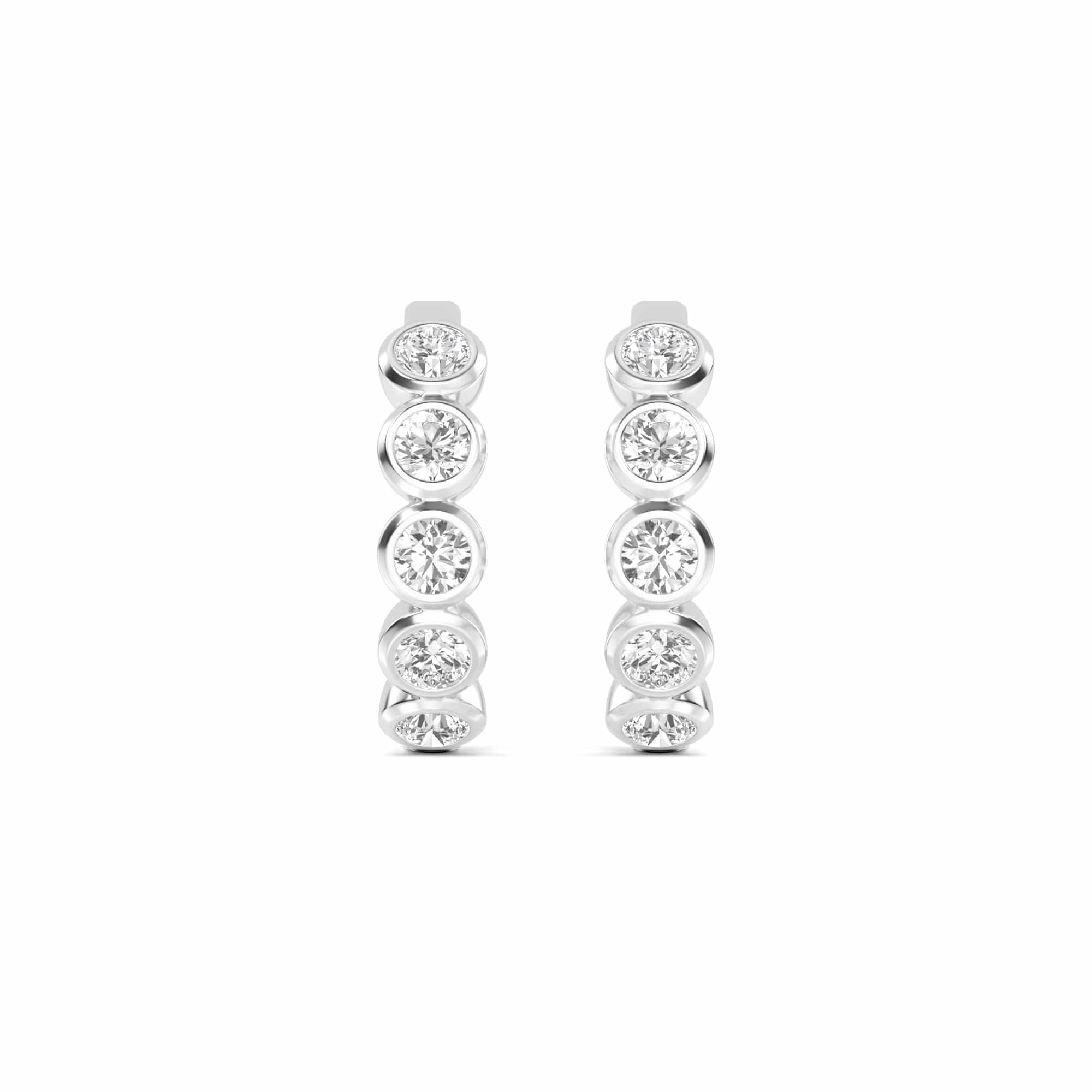 1 Carat Round Lab Diamond Bezel Set Huggies Hoop Earrings 14K Gold - Image 3