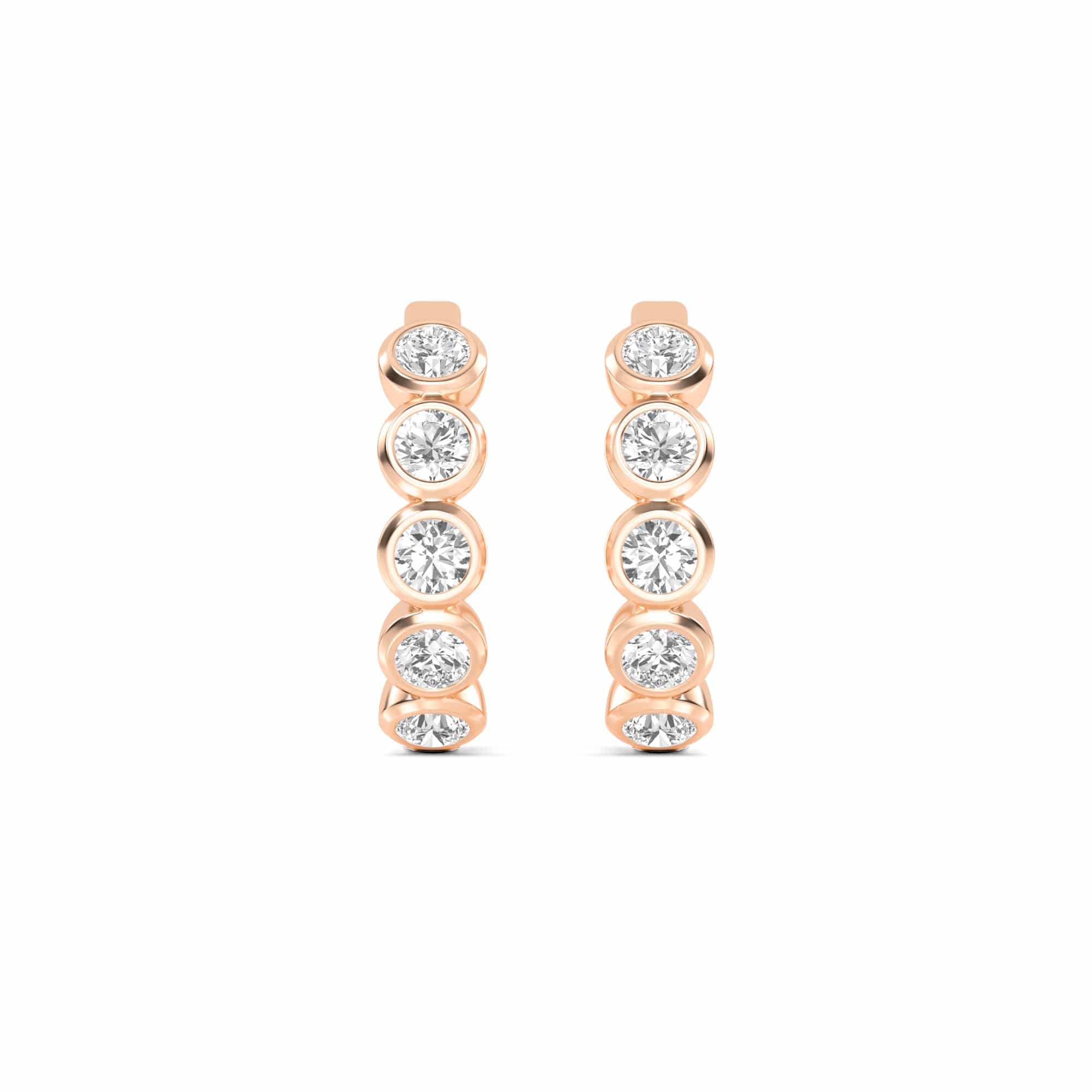 1 Carat Round Lab Diamond Bezel Set Huggies Hoop Earrings 14K Gold - Image 8