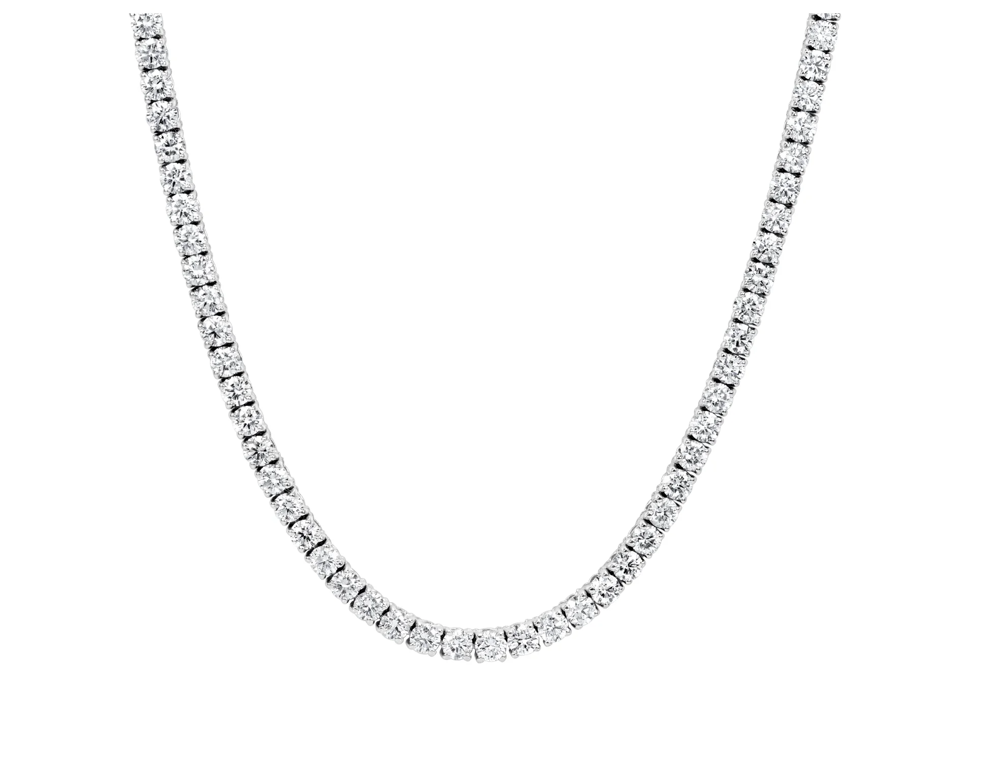 10.00 ct Round Brilliant Cut Lab Grown Diamond Tennis Necklace in 14k White Gold - Image 3