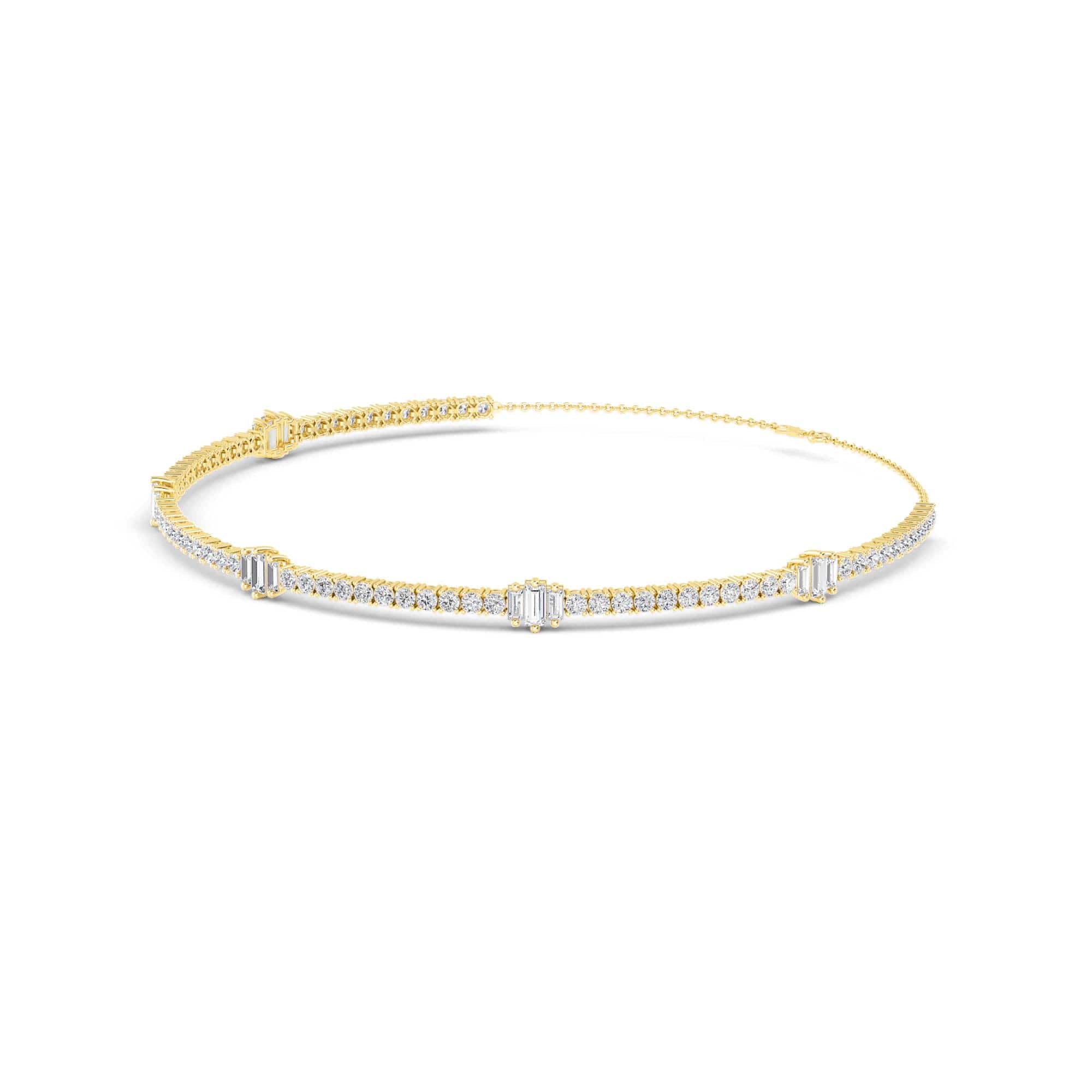 10.76 Carat Round & Baguette Lab Grown Diamond Tennis Choker Necklace - Image 3