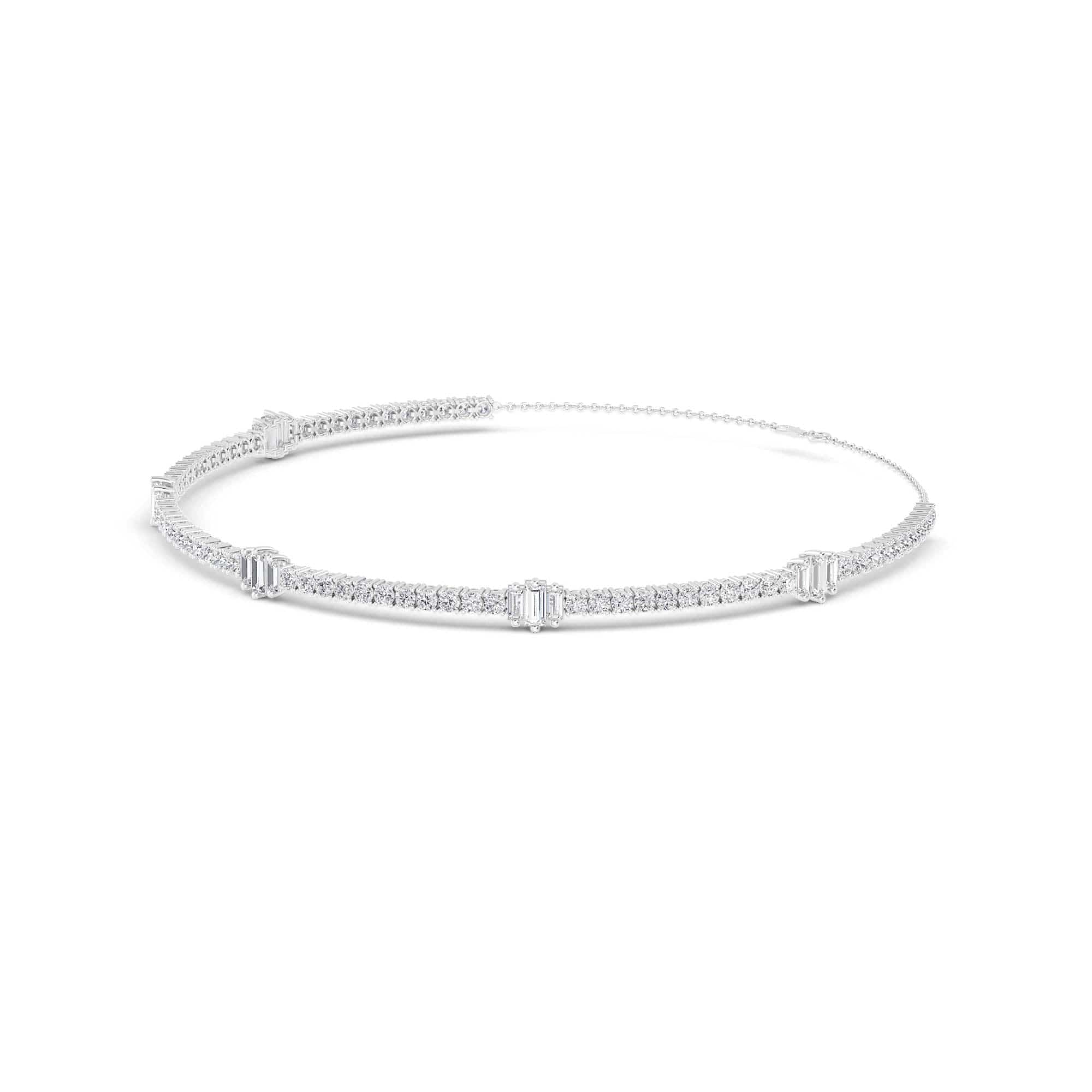 10.76 Carat Round & Baguette Lab Grown Diamond Tennis Choker Necklace - Image 4