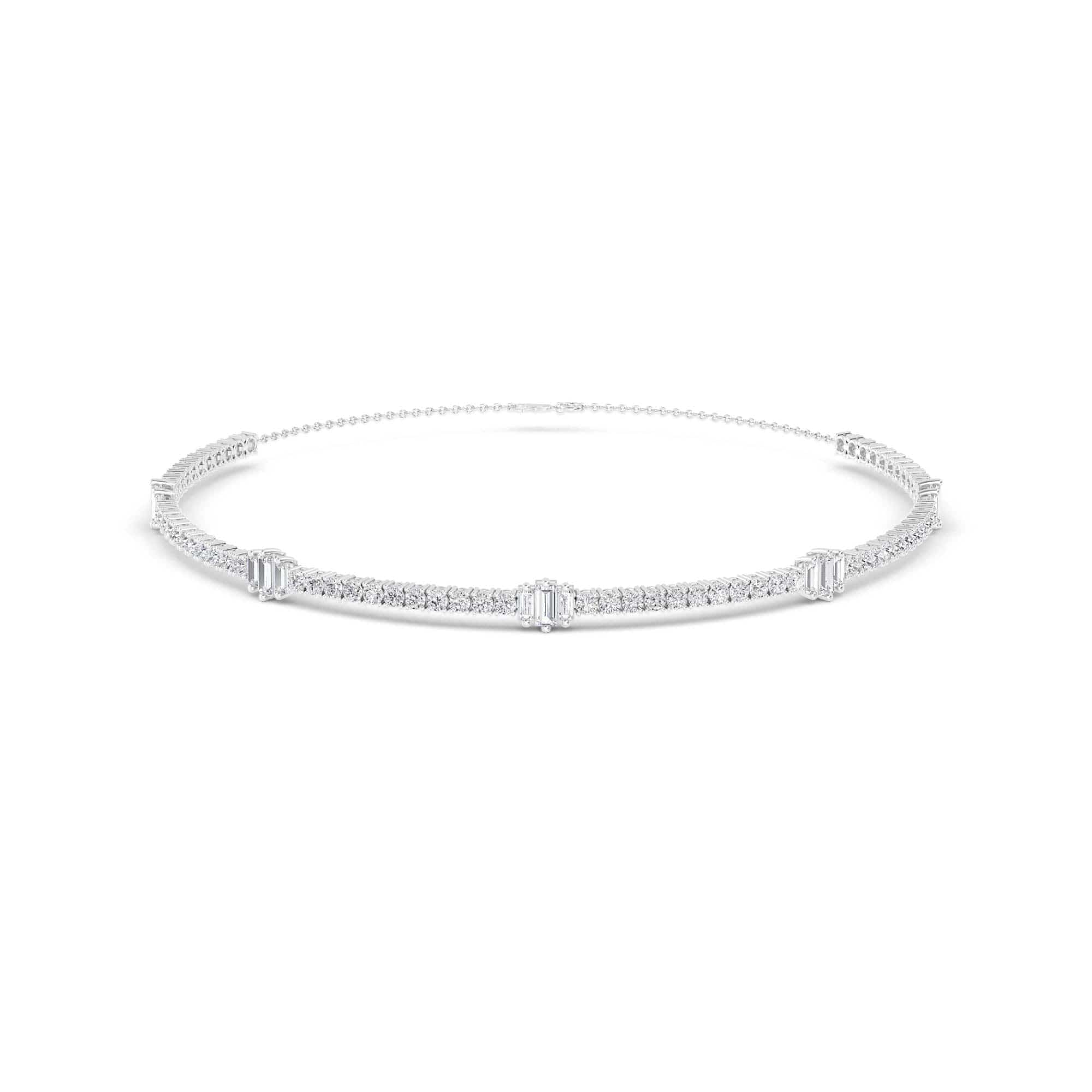 10.76 Carat Round & Baguette Lab Grown Diamond Tennis Choker Necklace - Image 5