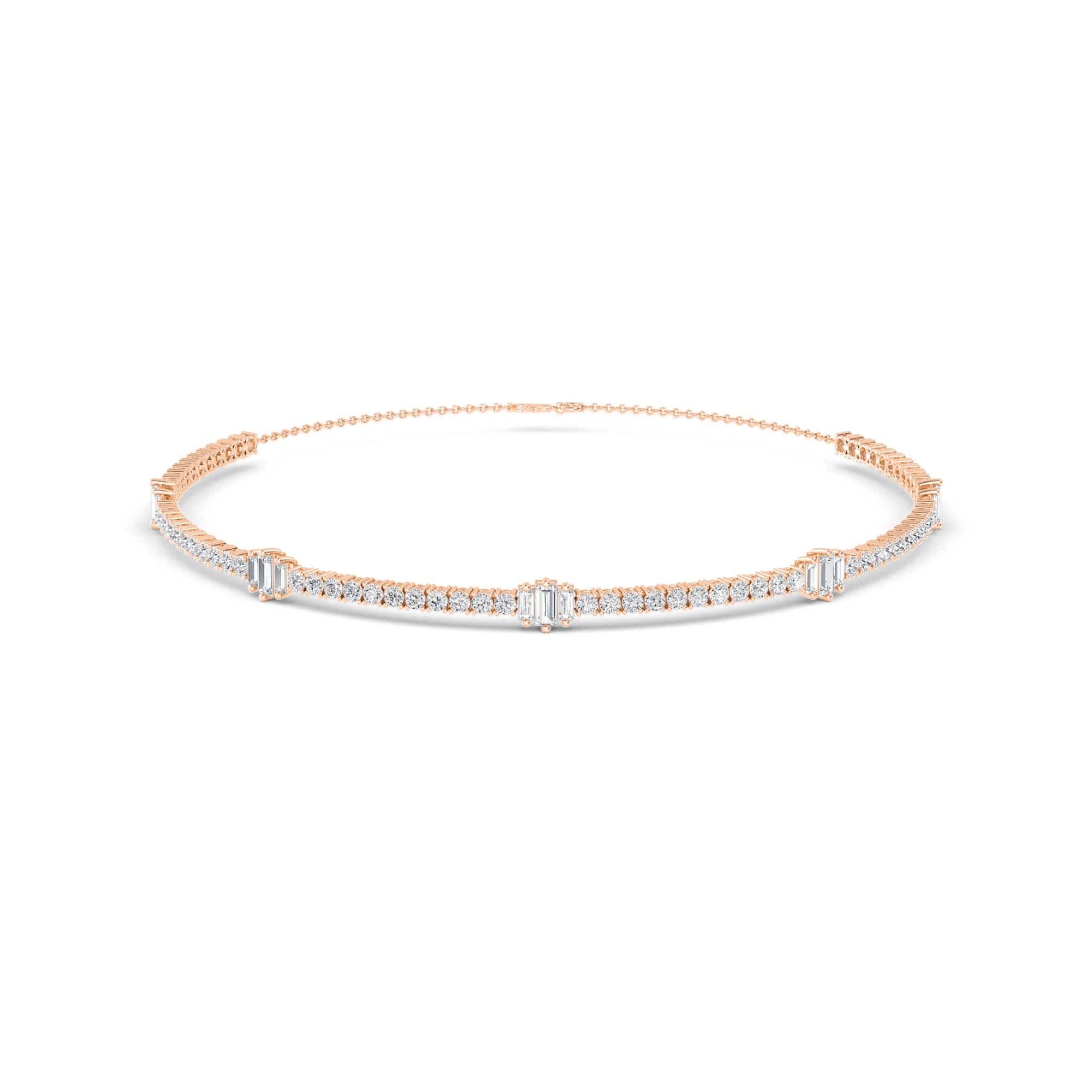 10.76 Carat Round & Baguette Lab Grown Diamond Tennis Choker Necklace - Image 6