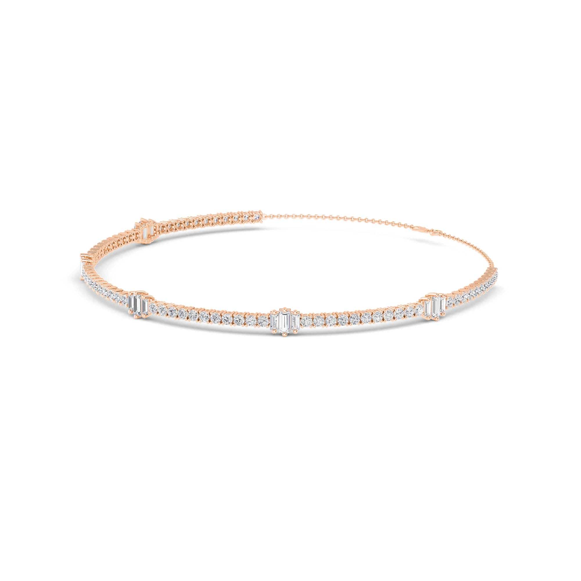 10.76 Carat Round & Baguette Lab Grown Diamond Tennis Choker Necklace - Image 7