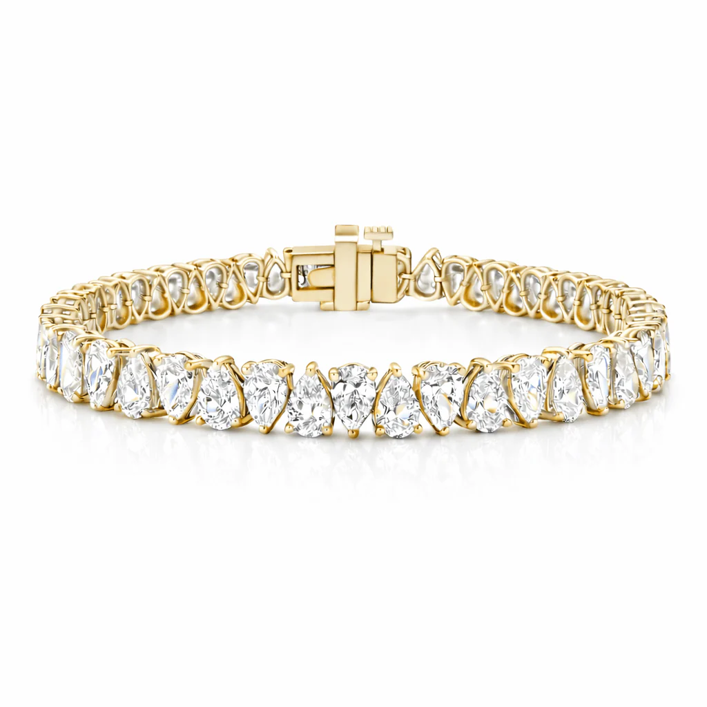 10ct ct Pear Shaped Colorless Diamond Alternating Tennis Bracelet - Image 2