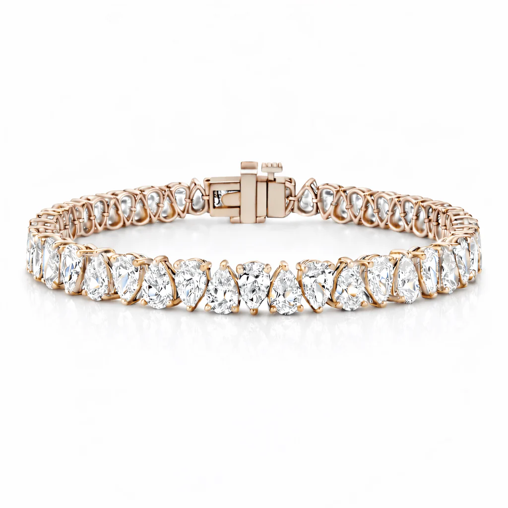 10ct ct Pear Shaped Colorless Diamond Alternating Tennis Bracelet - Image 3