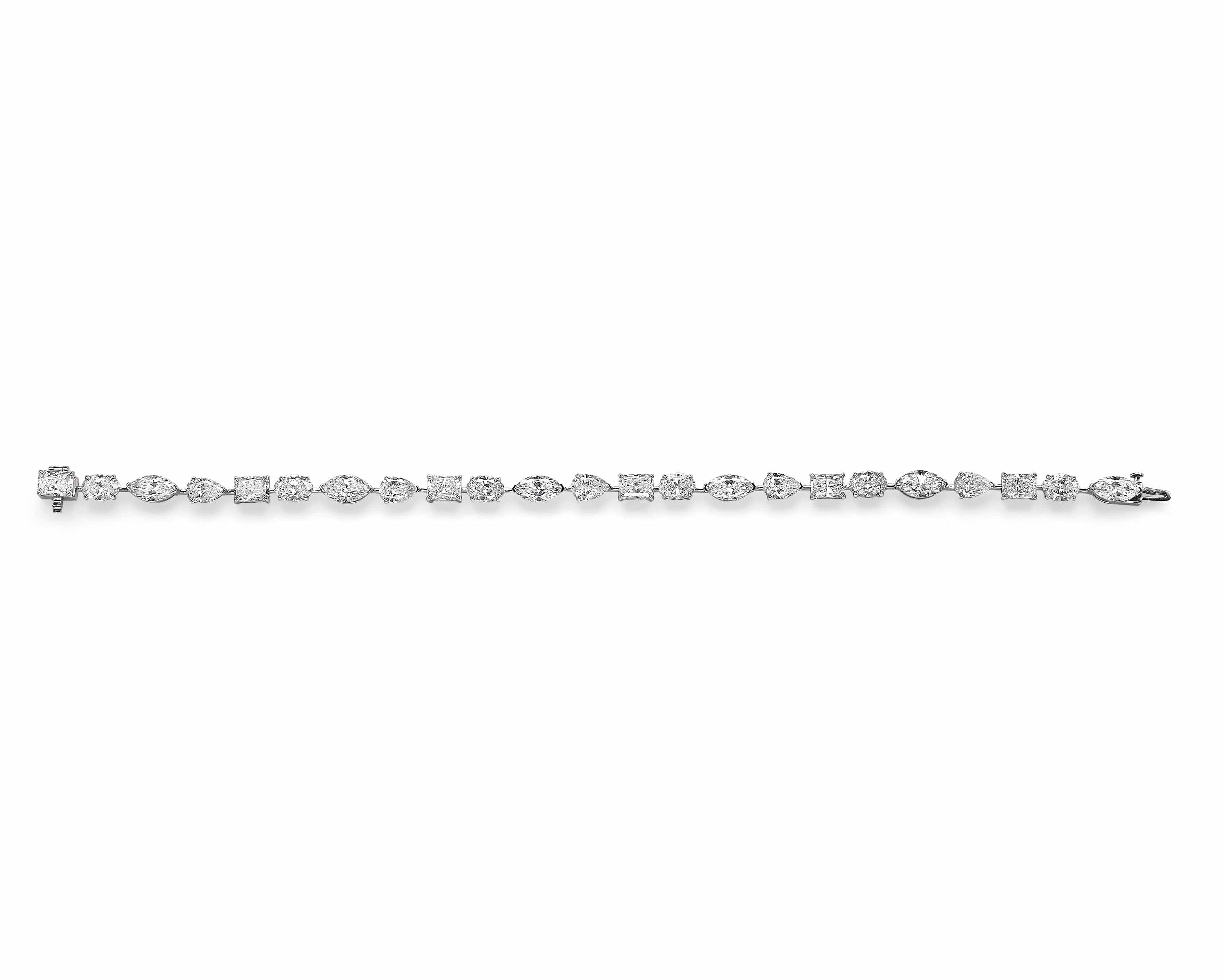 13.08ct Multi Shape Colorless Diamond Tennis Bracelet - Image 3