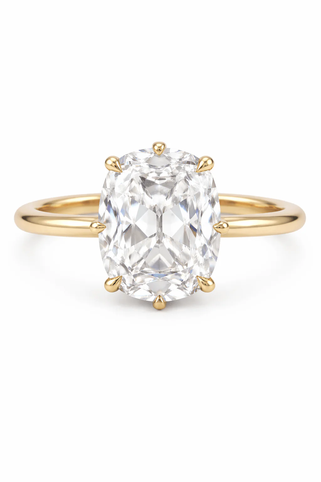 2.00 Carat Lab Grown Elongated Old Mine Cut Diamond Solitaire Engagement Ring