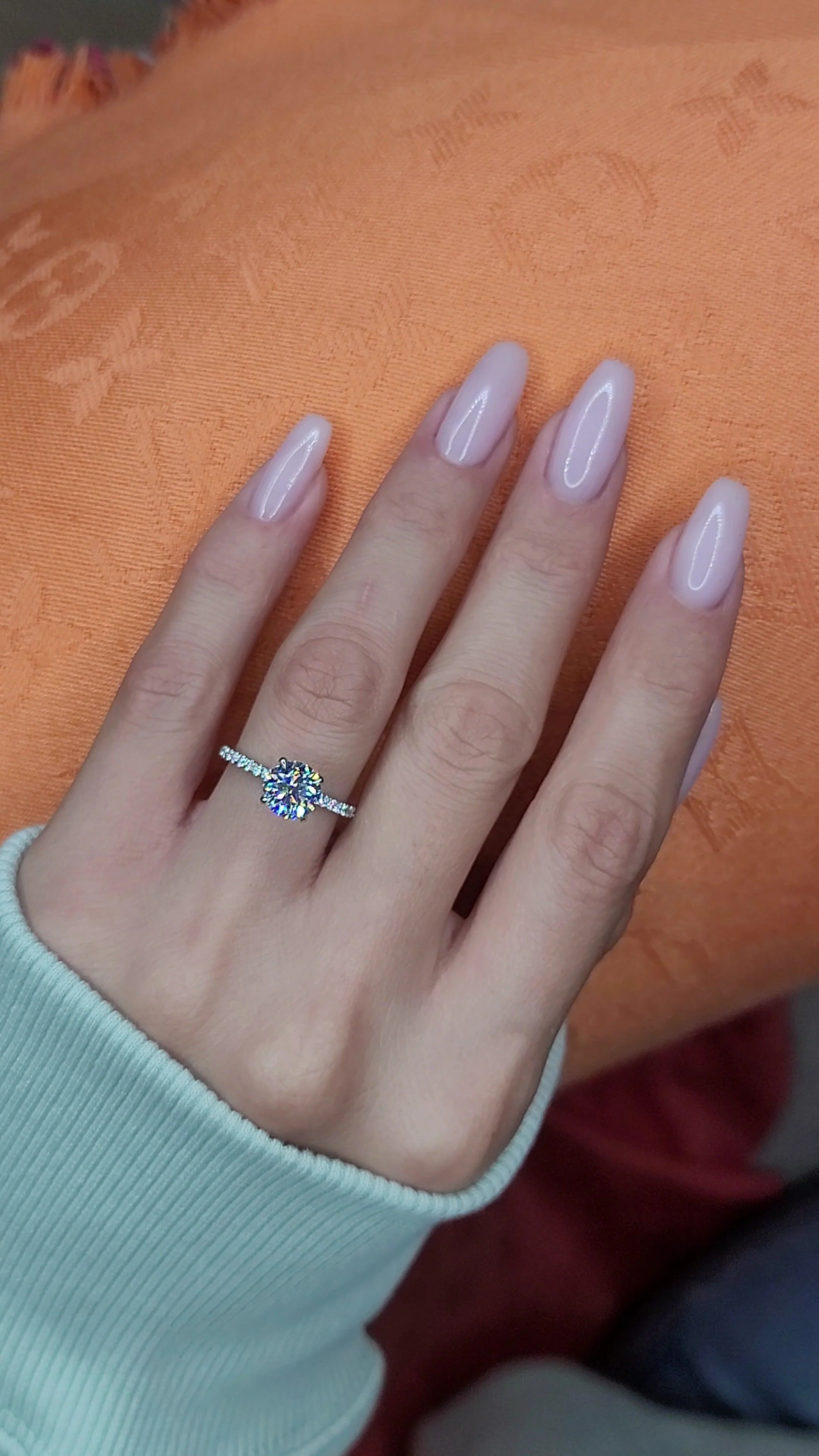 2 Carats Lab Grown Round Brilliant Cut Micropave Side Stones Hidden Halo Diamond Engagement Ring - Image 2
