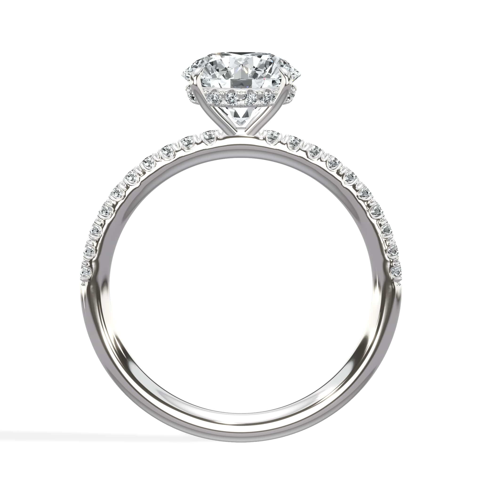 2 Carats Lab Grown Round Brilliant Cut Micropave Side Stones Hidden Halo Diamond Engagement Ring - Image 4