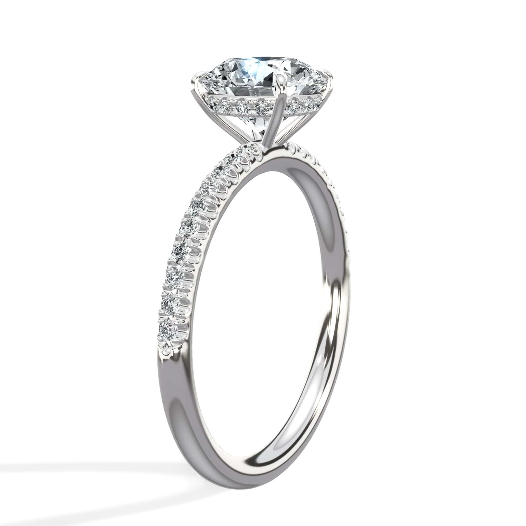 2 Carats Lab Grown Round Brilliant Cut Micropave Side Stones Hidden Halo Diamond Engagement Ring - Image 5