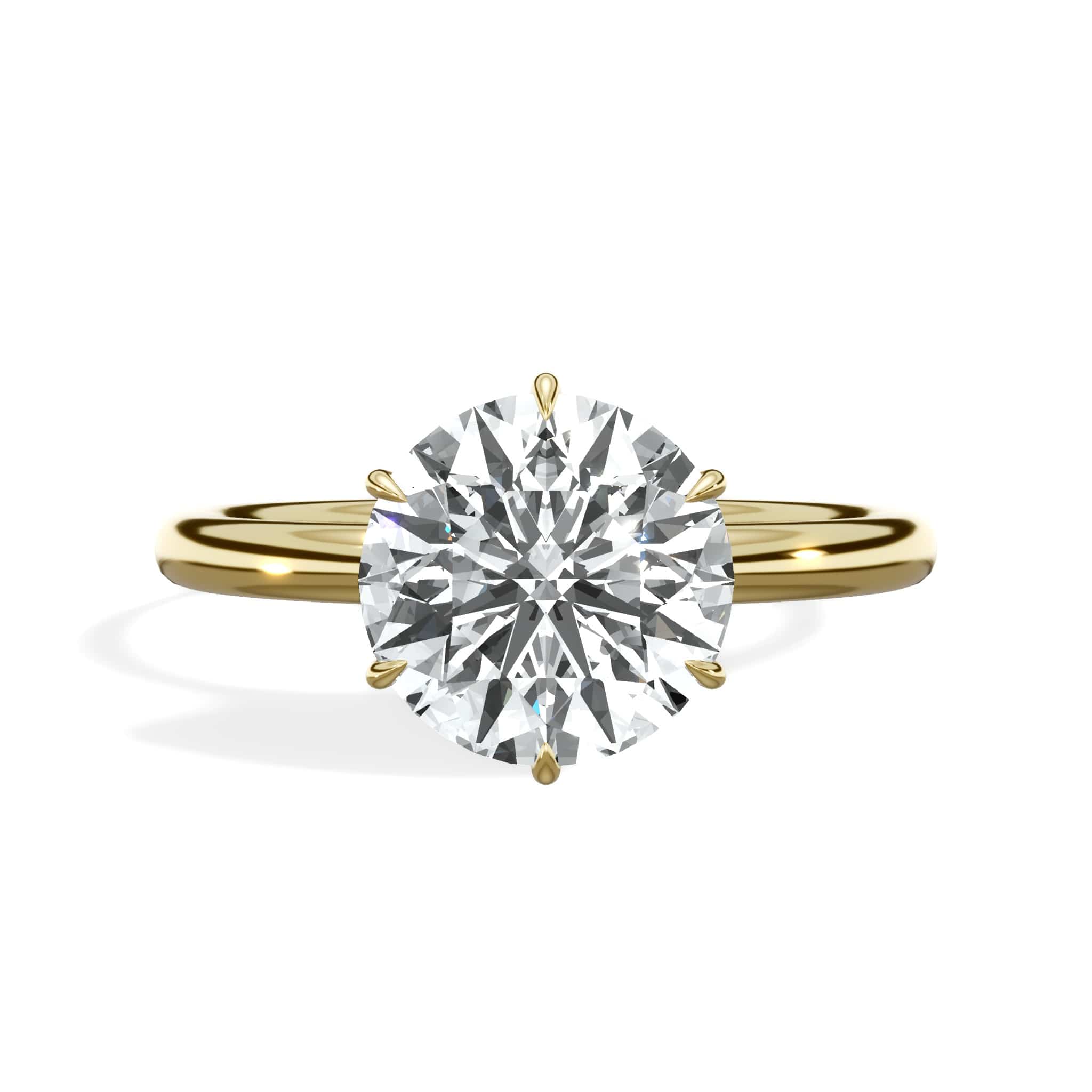 2.02 Carat Lab Grown Round Brilliant Cut Solitaire Diamond Engagement Ring in Yellow Gold