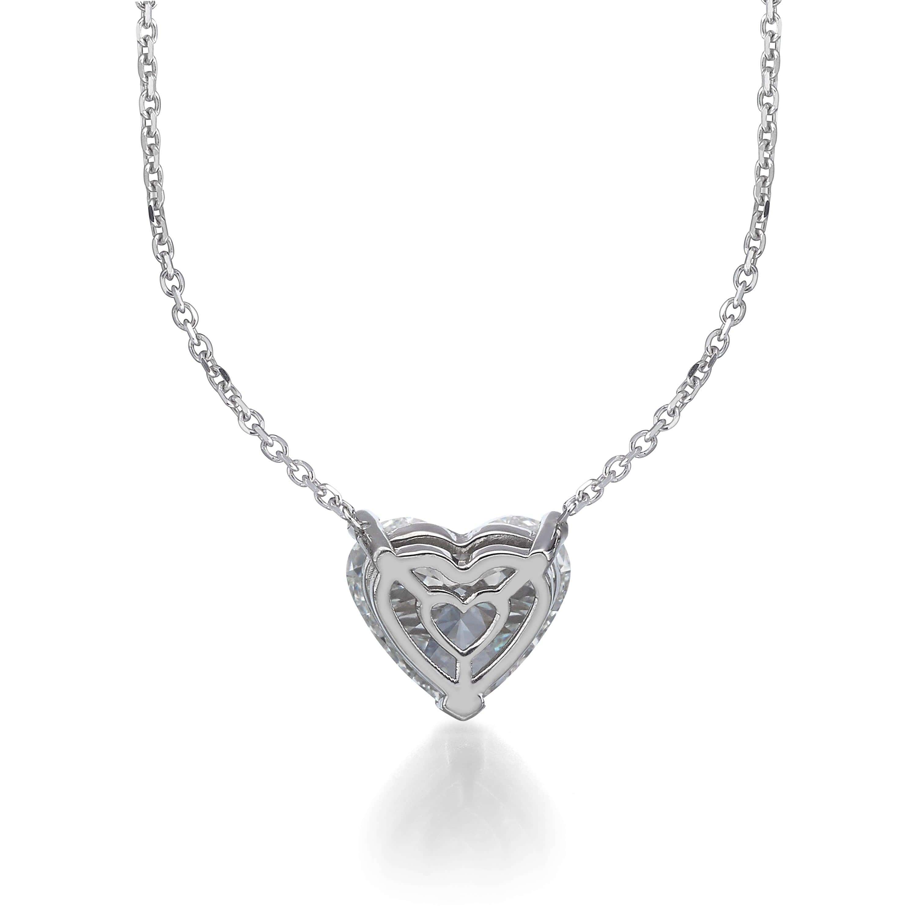 2.00 ct Lab Grown Heart Shape Diamond Solitaire Pendant Necklace - Image 3