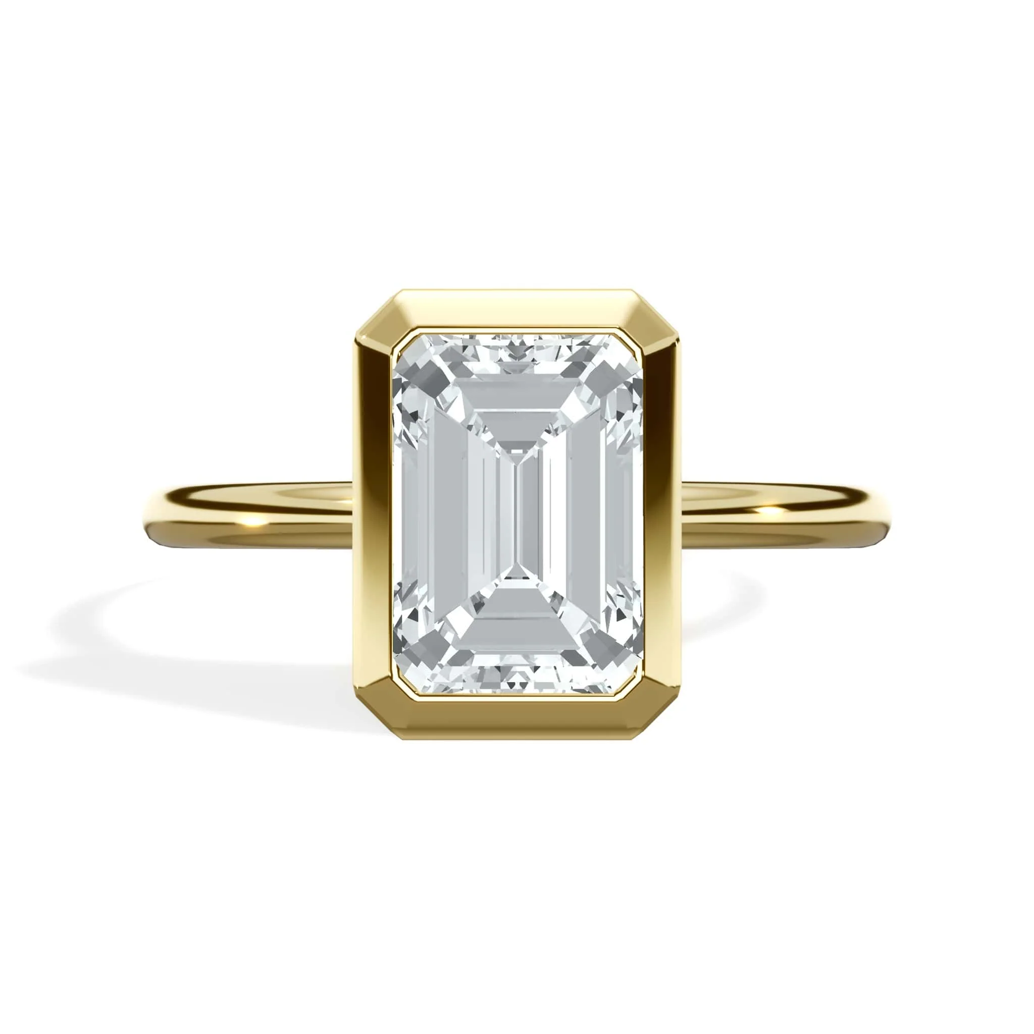2.00 Carats Lab Grown Emerald Cut Bezel Set Solitaire Diamond Engagement Ring