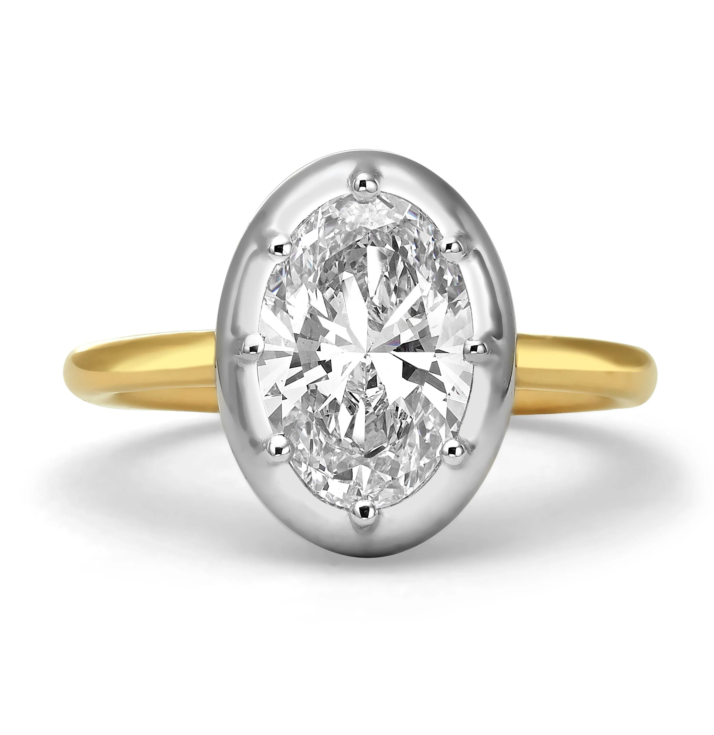 2.09 Carat Lab Grown Oval Cut Diamond Solitaire Button Back Engagement Ring