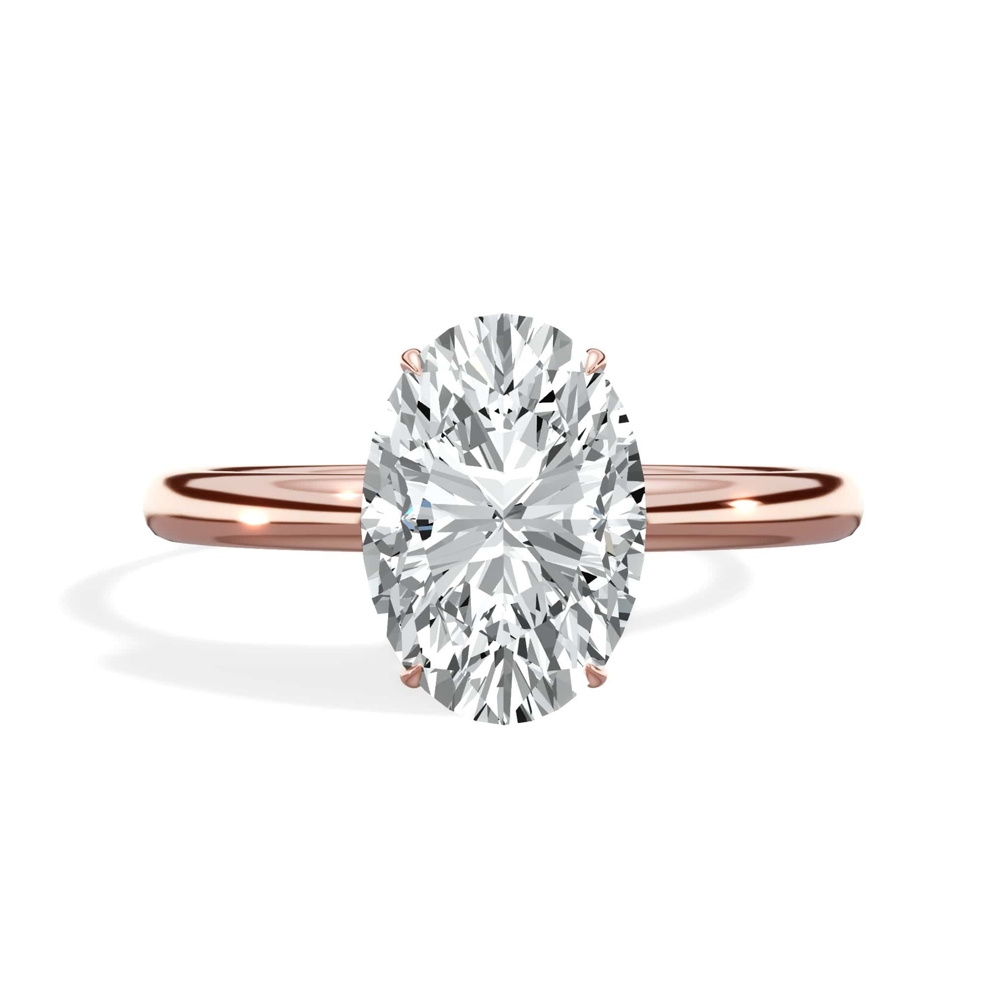 2.16 Carats Lab Grown Oval Cut Solitaire Hidden Halo Diamond Engagement Ring Rose Gold