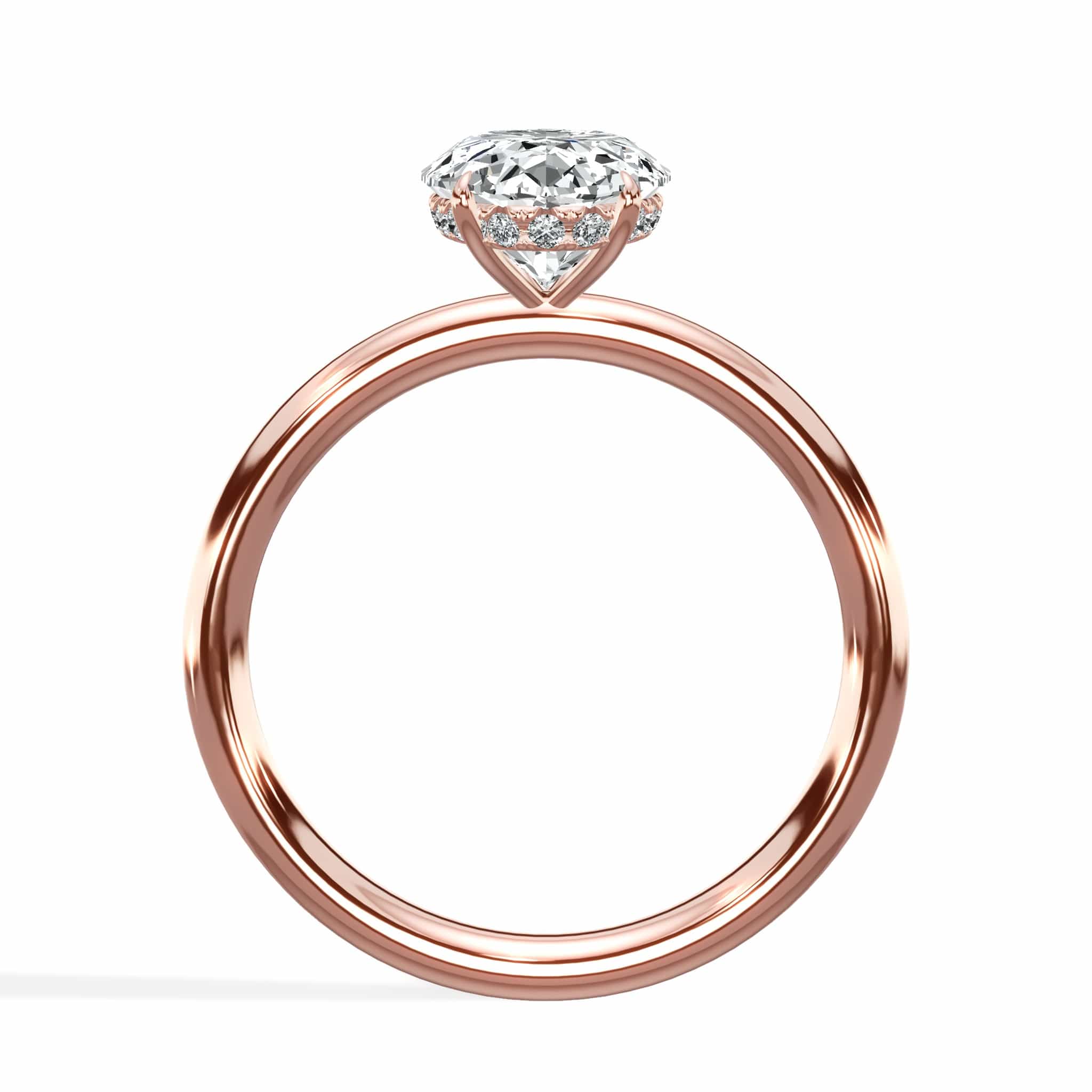 2.16 Carats Lab Grown Oval Cut Solitaire Hidden Halo Diamond Engagement Ring Rose Gold - Image 2