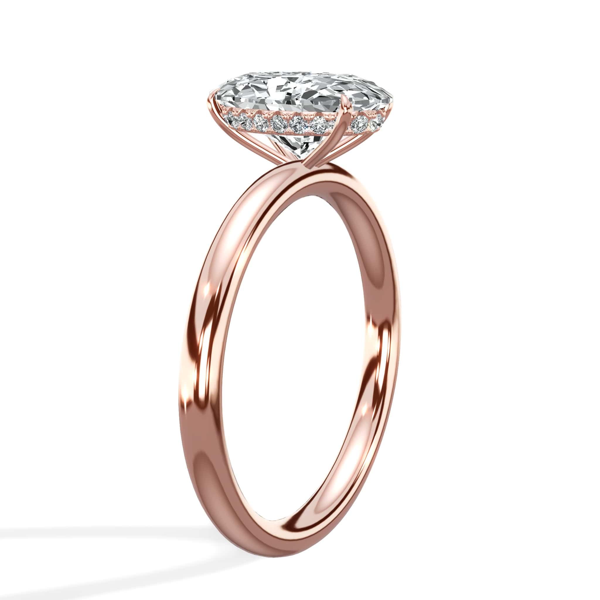 2.16 Carats Lab Grown Oval Cut Solitaire Hidden Halo Diamond Engagement Ring Rose Gold - Image 3