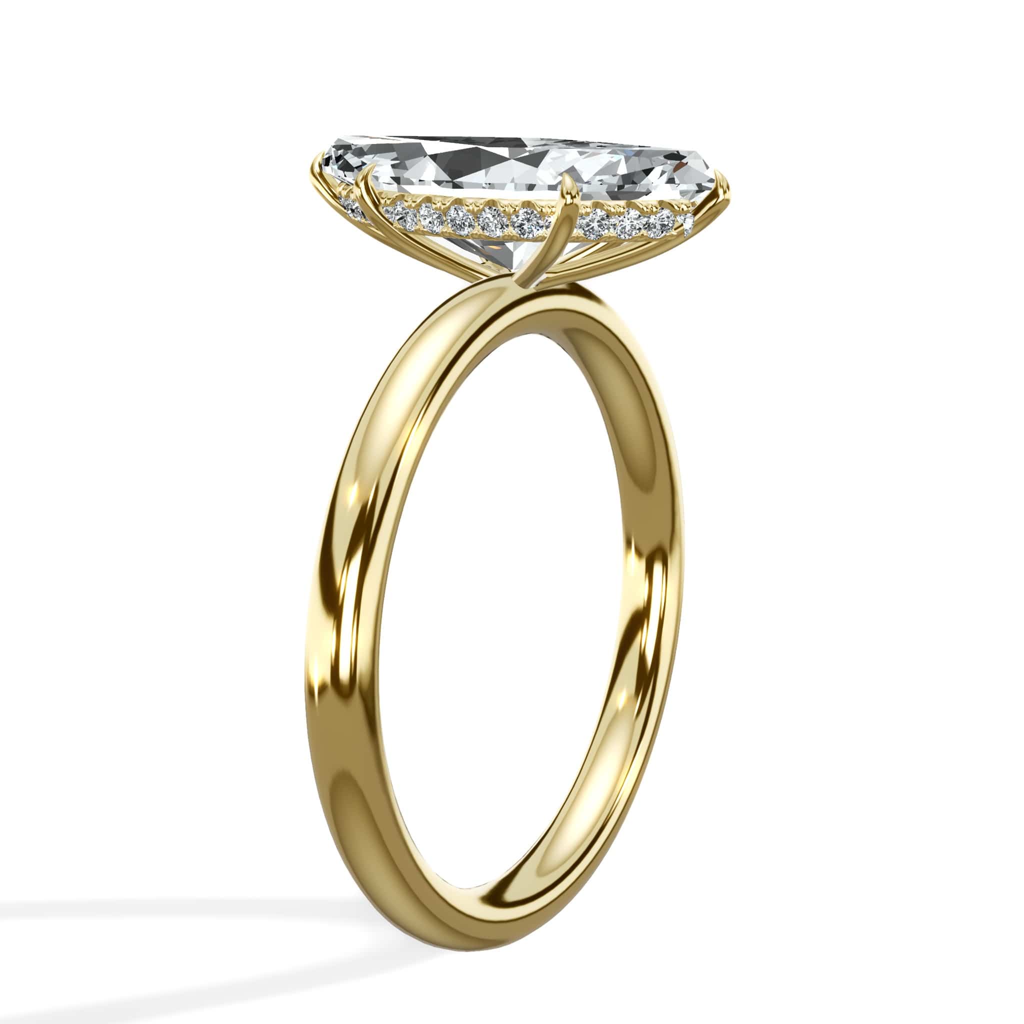 2.20 Carats Lab Grown Marquise Cut Solitaire Hidden Halo Diamond Engagement Ring - Image 3