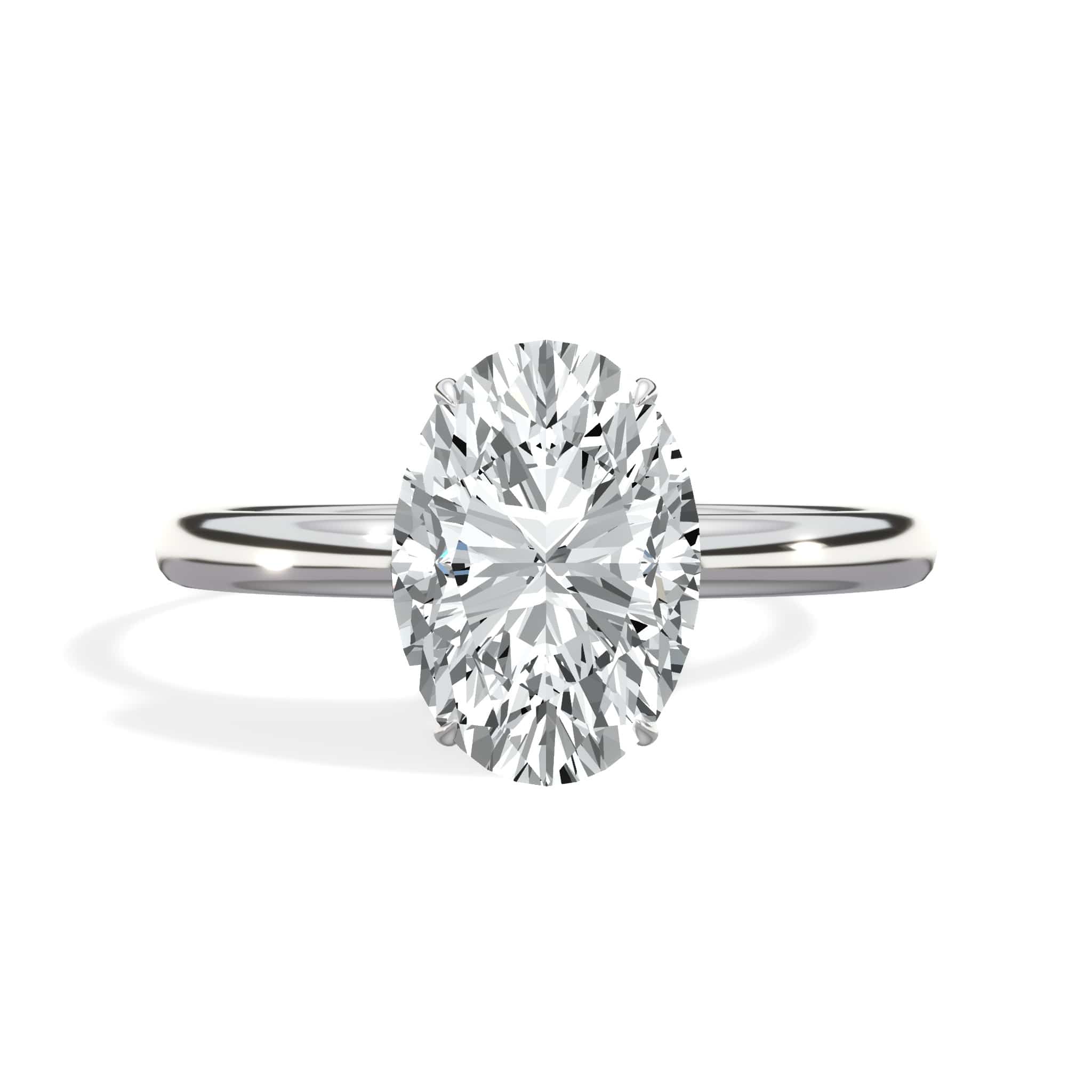 2.20 Carats Lab Grown Oval Cut Solitaire Hidden Halo Diamond Engagement Ring White Gold