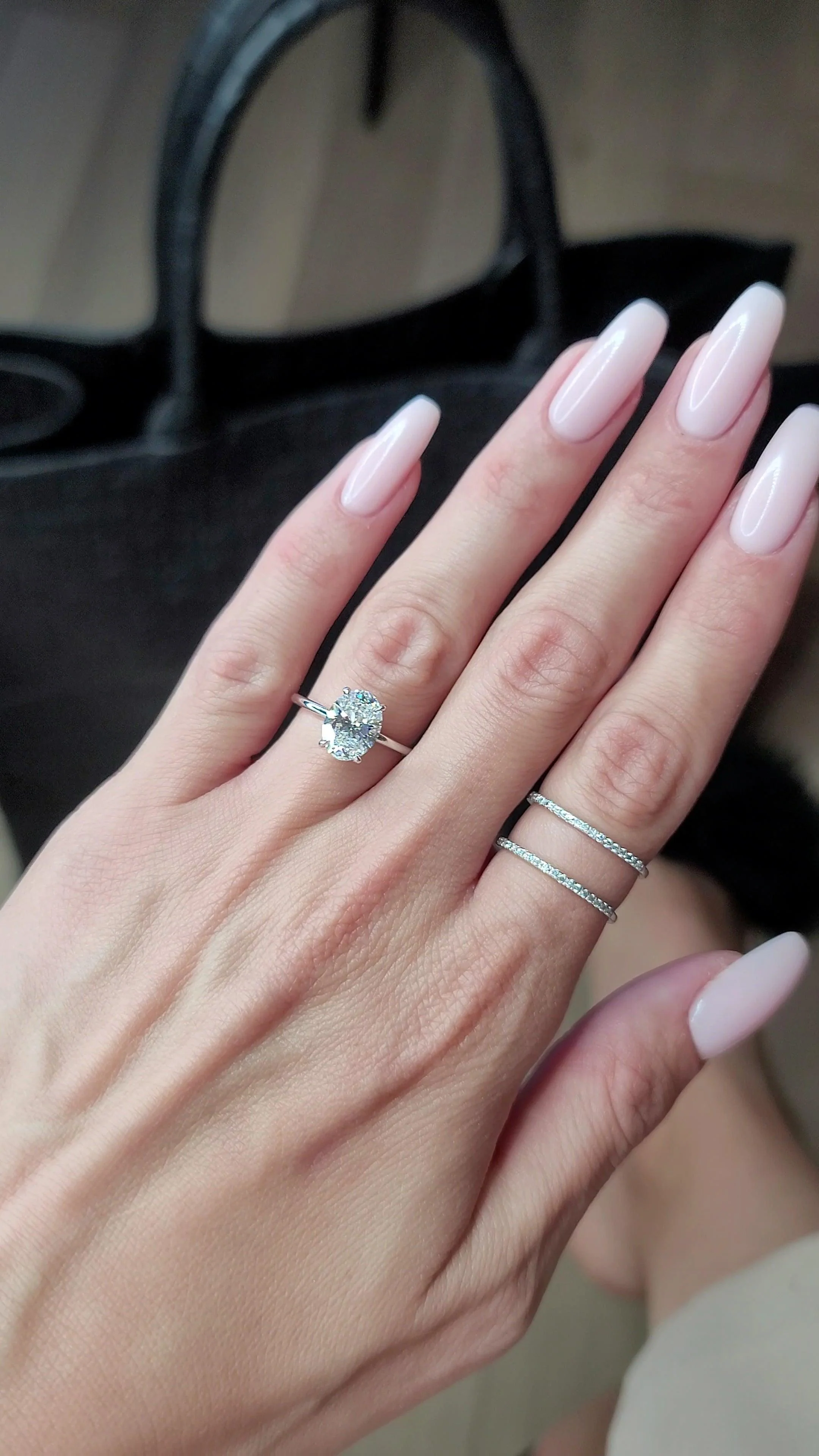 2.20 Carats Lab Grown Oval Cut Solitaire Hidden Halo Diamond Engagement Ring White Gold - Image 2