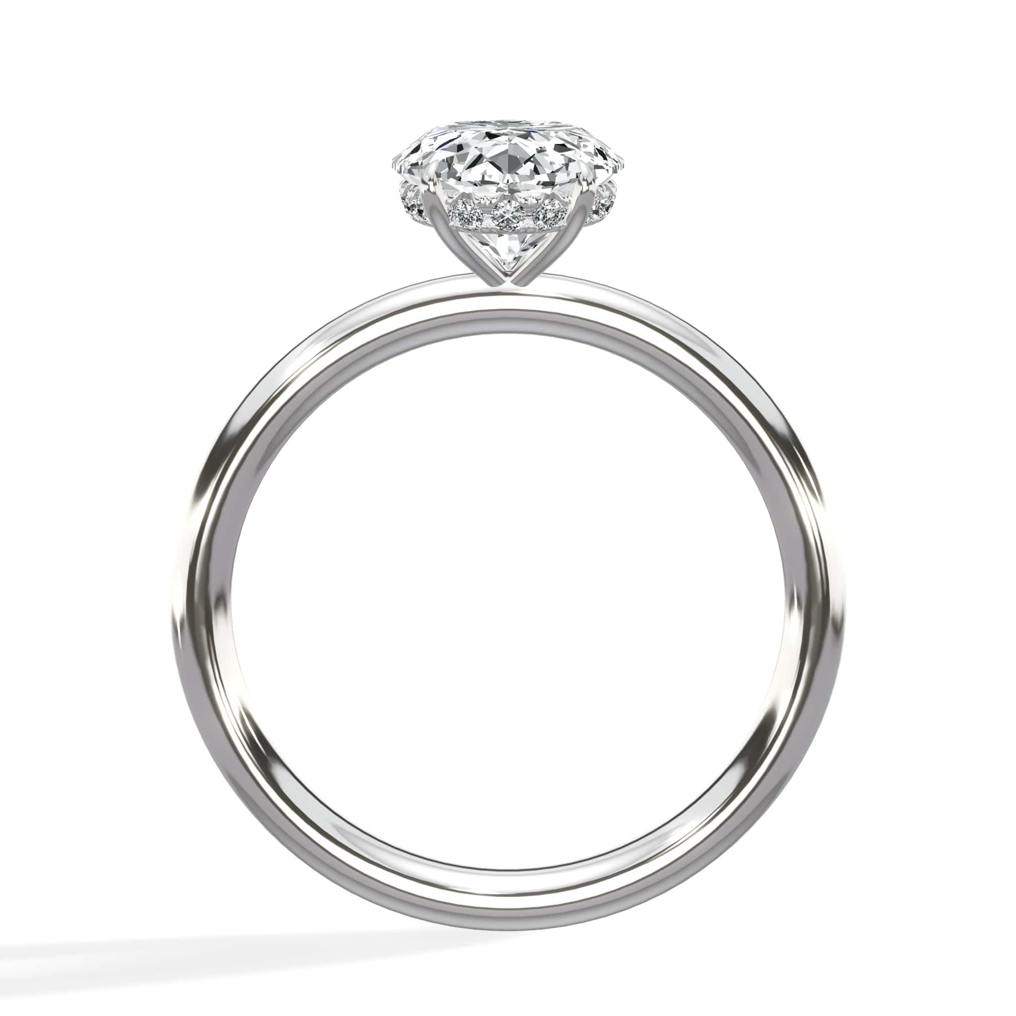 2.20 Carats Lab Grown Oval Cut Solitaire Hidden Halo Diamond Engagement Ring White Gold - Image 5