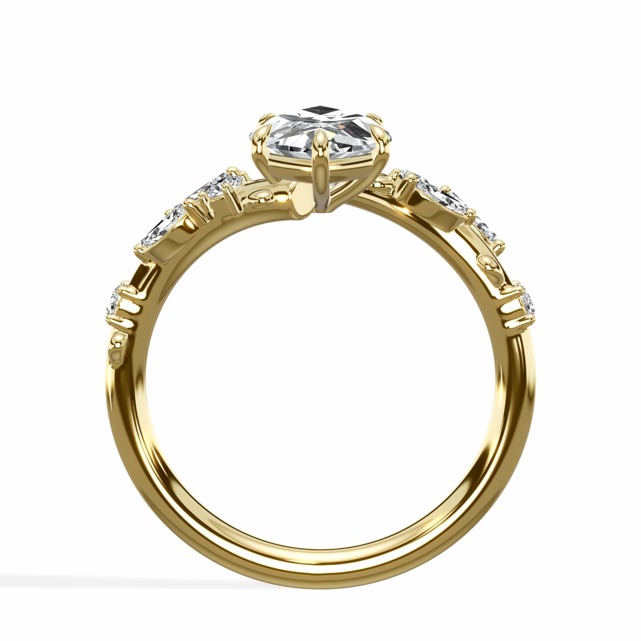 2.36 Carats Lab Grown Marquise Cut Diamond Floral Engagement Ring - Image 2