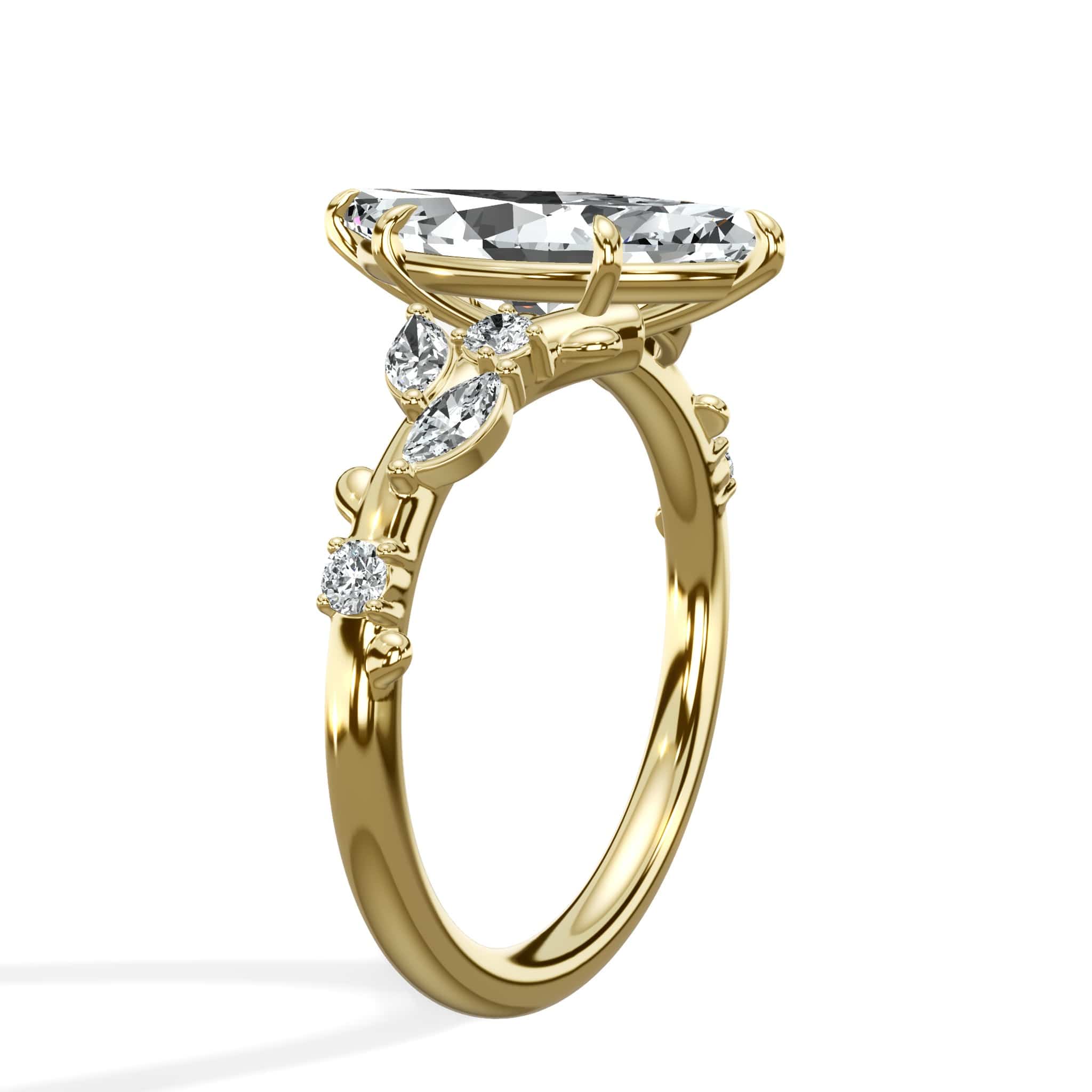 2.36 Carats Lab Grown Marquise Cut Diamond Floral Engagement Ring - Image 3