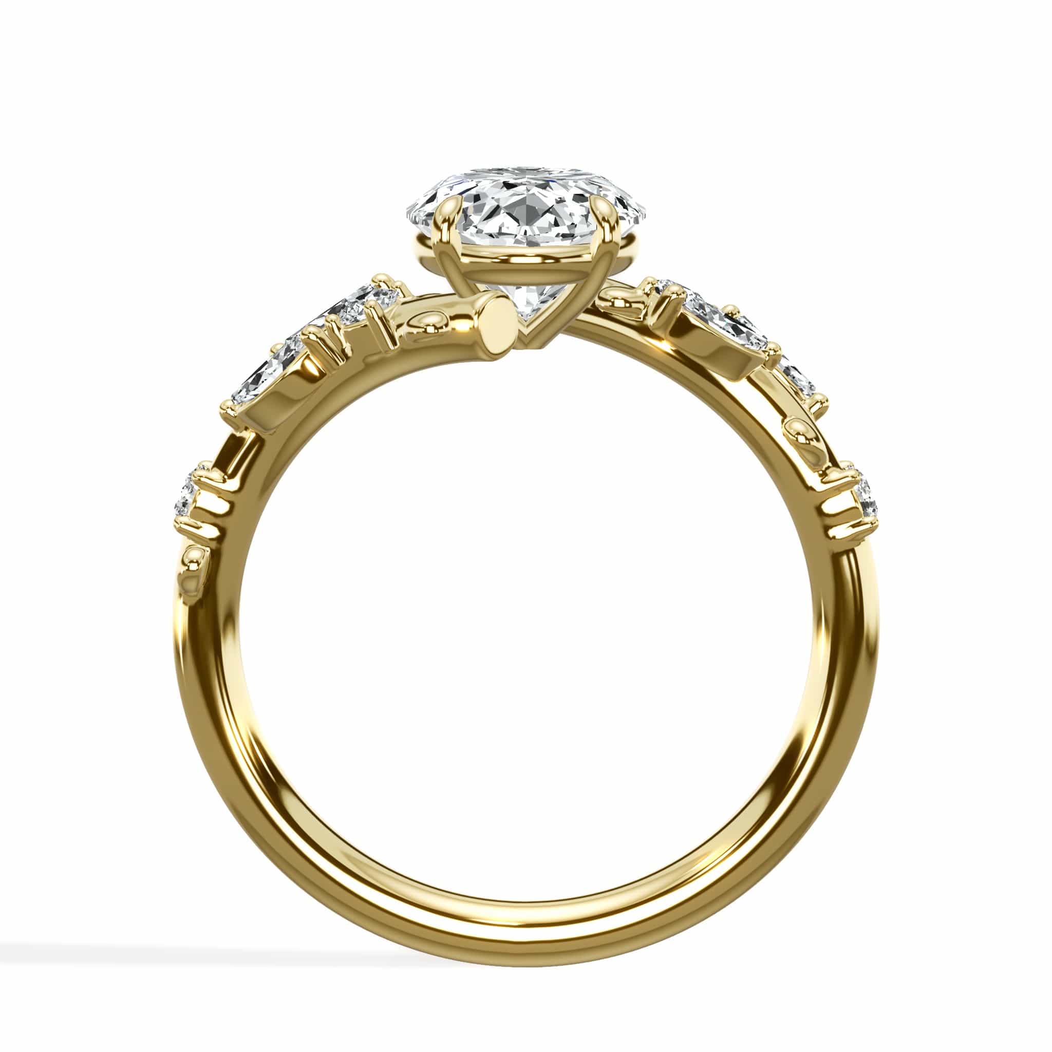 2.36 Carats Lab Grown Oval Cut Diamond Floral Engagement Ring - Image 2