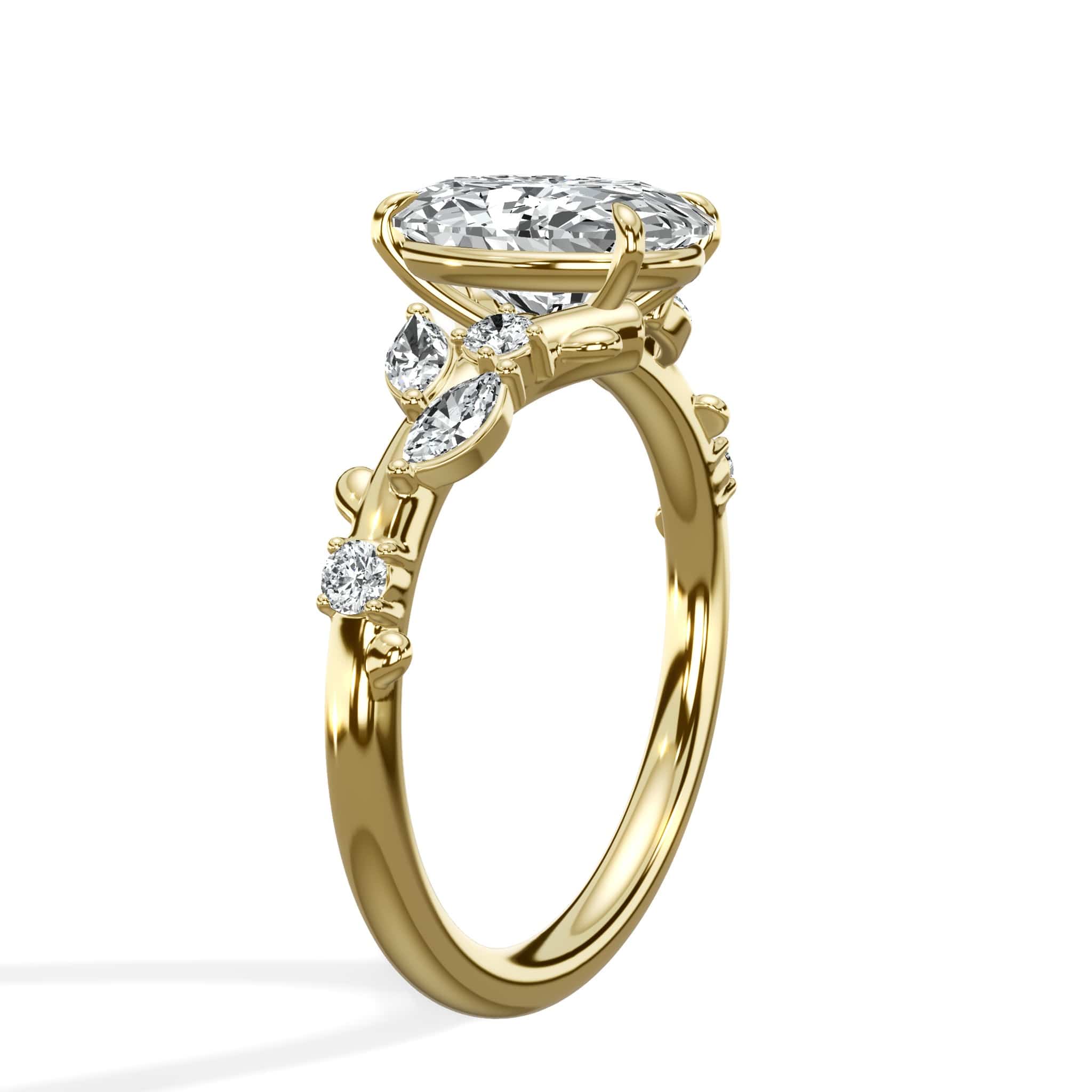2.36 Carats Lab Grown Oval Cut Diamond Floral Engagement Ring - Image 3