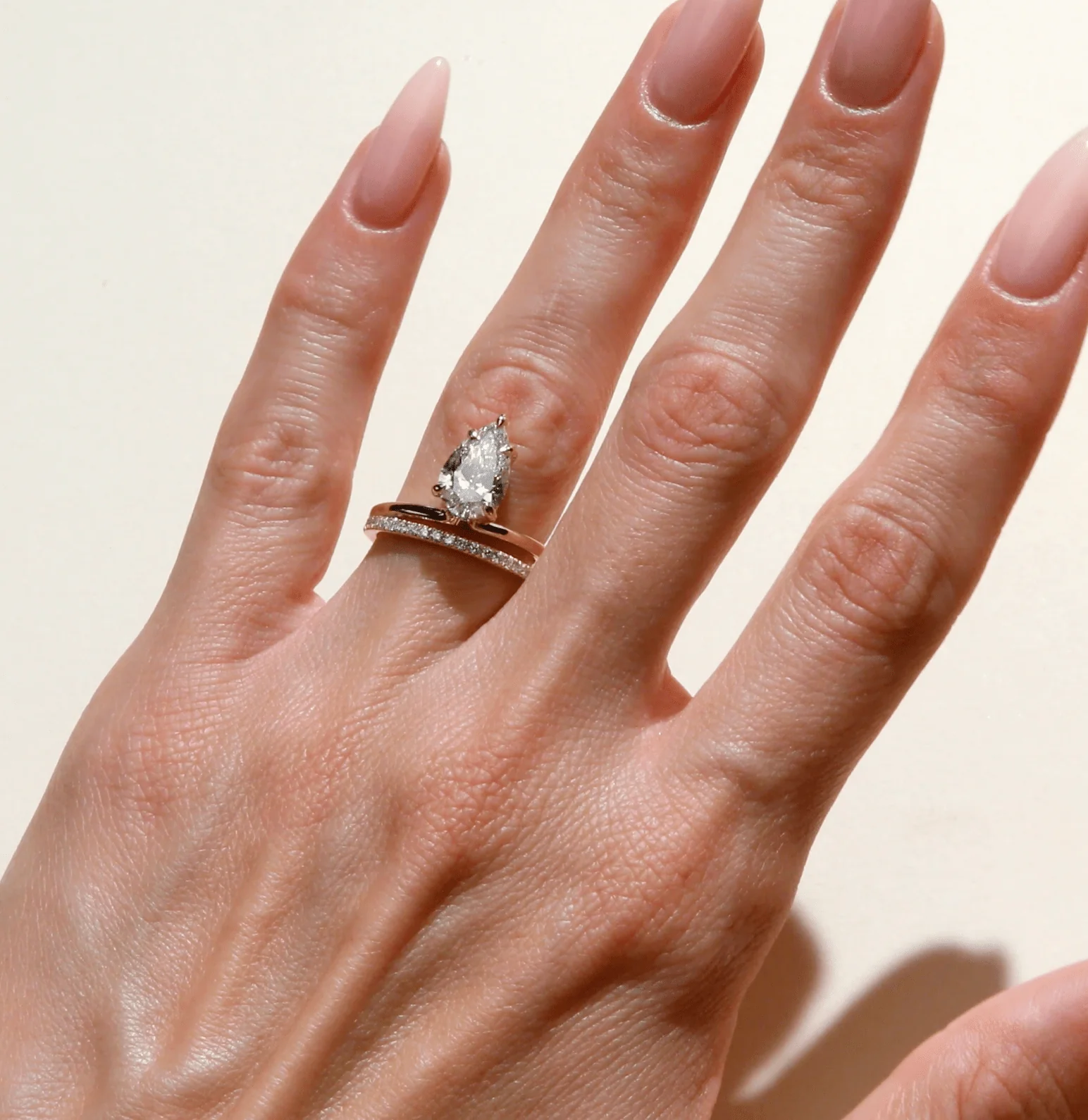 2.42 Carats Lab Grown Pear Shape Solitaire Floating Diamond Engagement Ring - Image 2