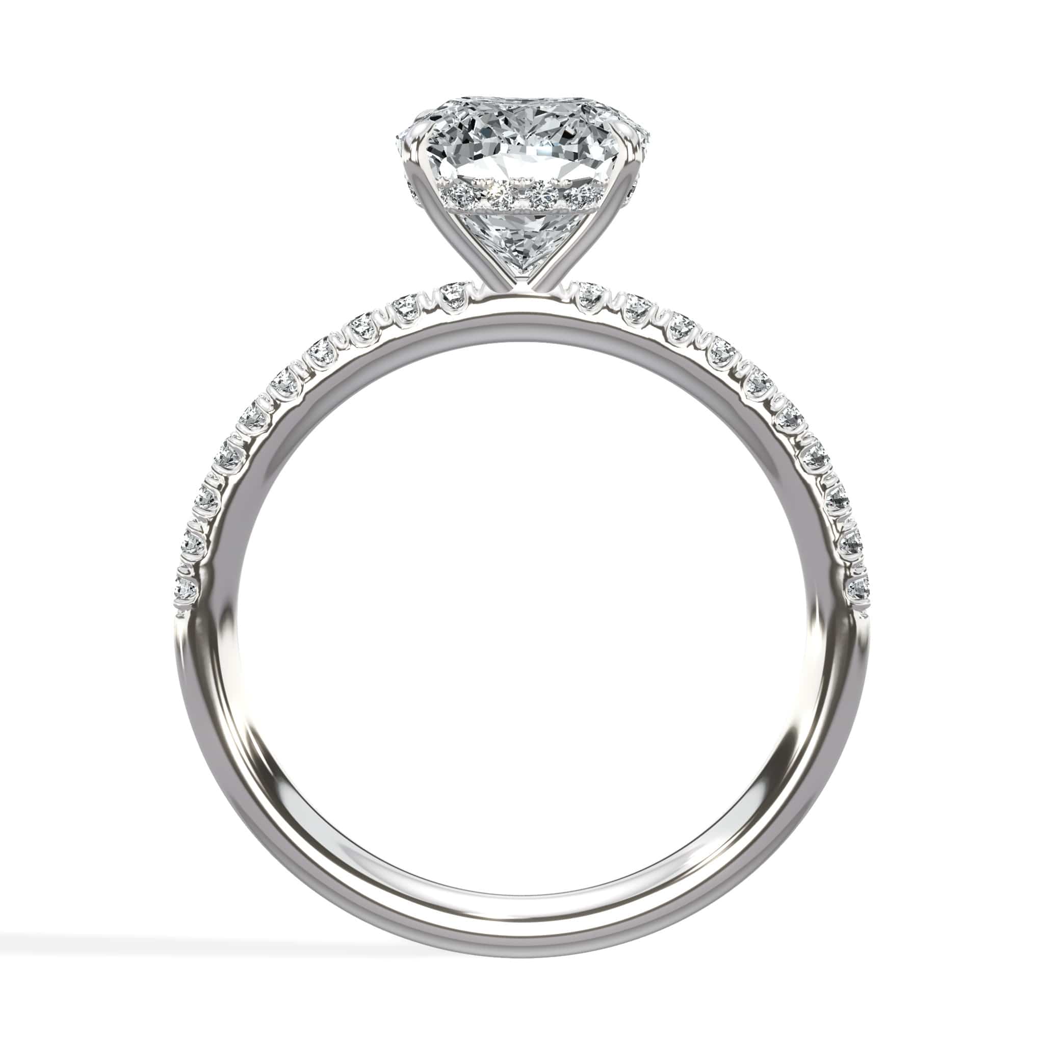 2.50 Carats Lab Grown Cushion Cut Side Stones Hidden Halo Diamond Engagement Ring - Image 3