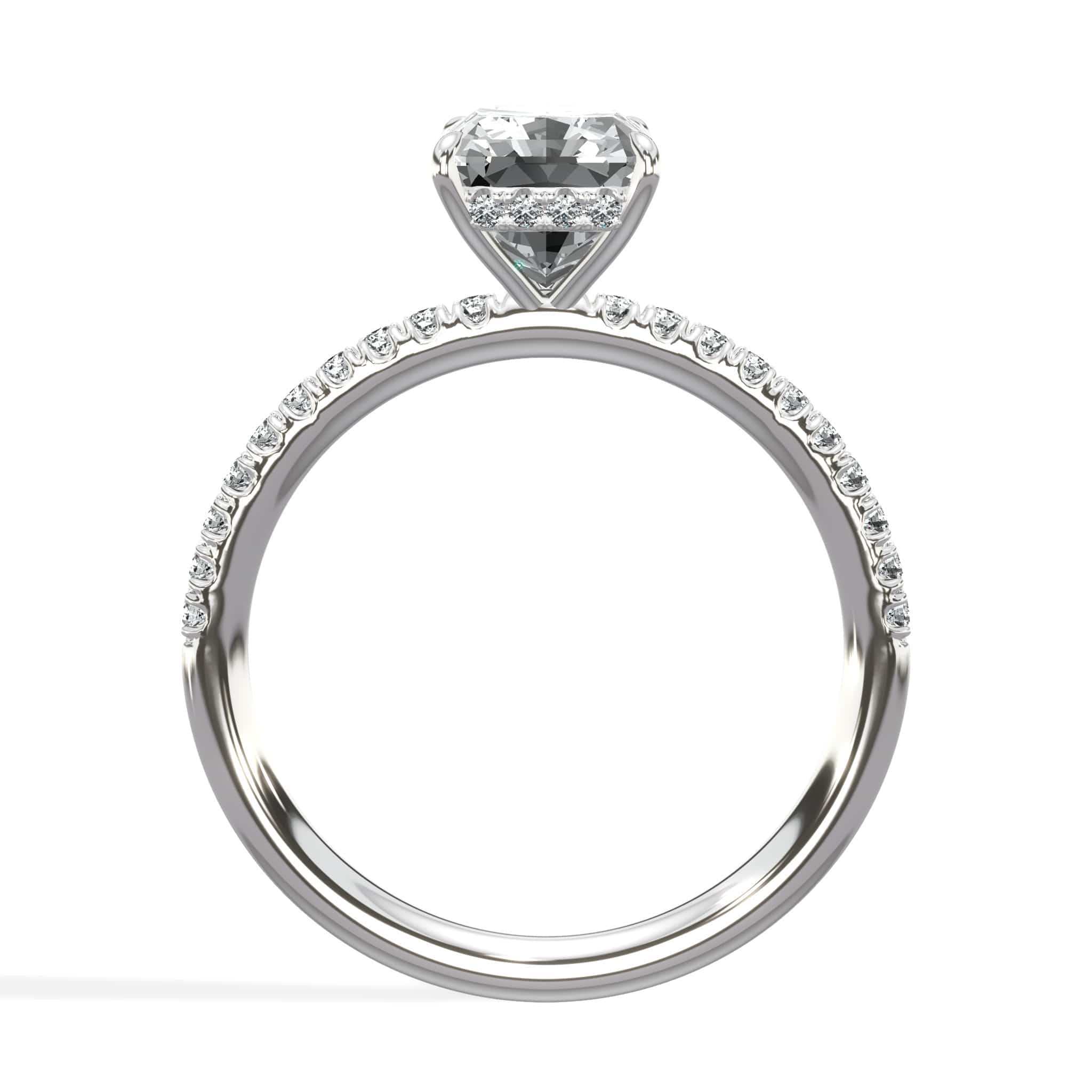 2.50 Carats Lab Grown Radiant Cut Side Stones Hidden Halo Diamond Engagement Ring - Image 3