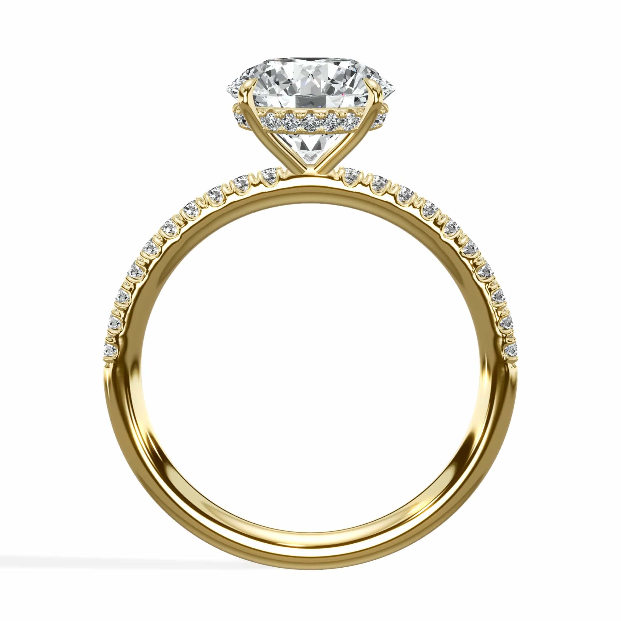 2.50 Carats Lab Grown Round Brilliant Cut Micropave Side Stones Hidden Halo Diamond Engagement Ring - Image 4