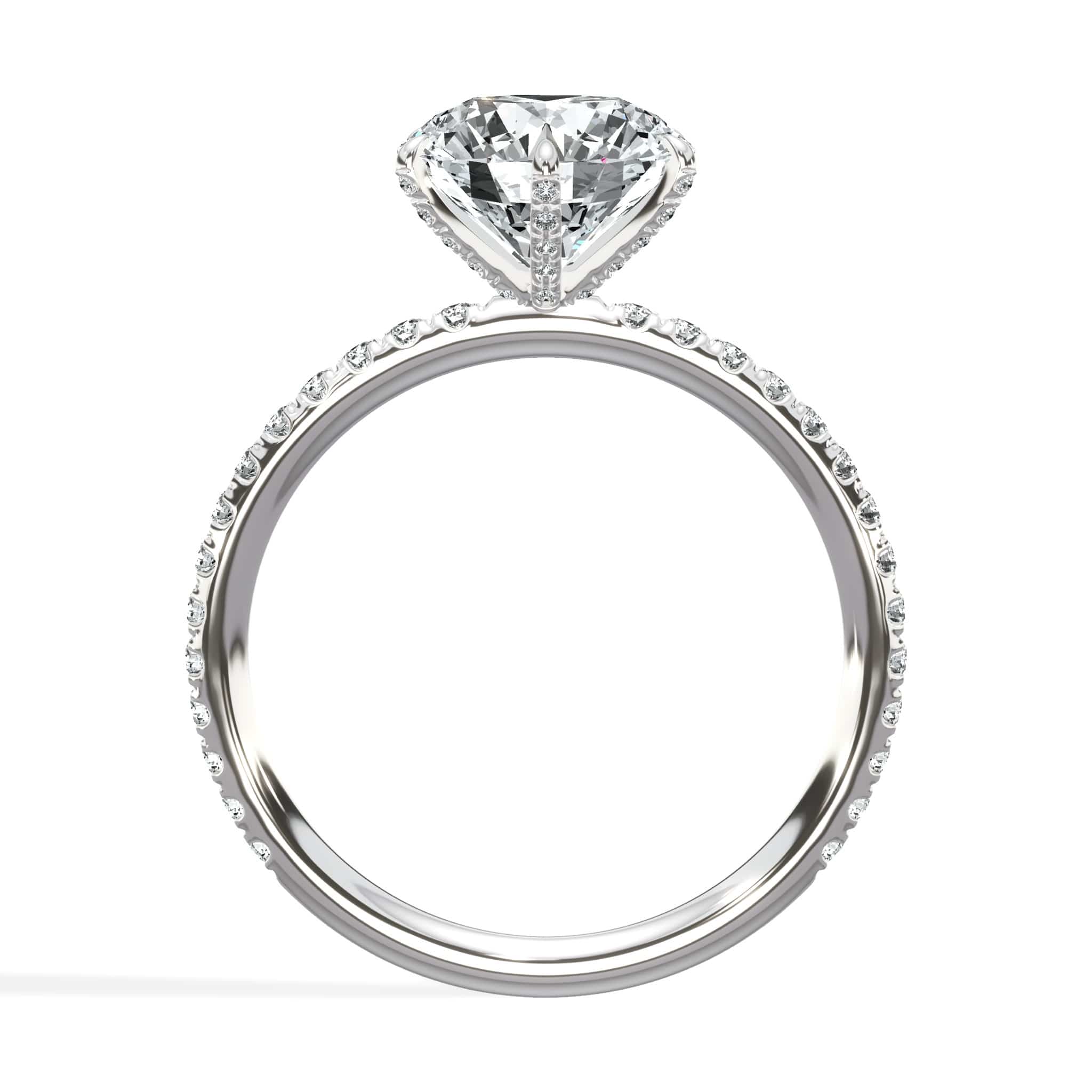 2.55 Carats Lab Grown Round Brilliant Cut Micropave Side Stones Accented Prongs Diamond Engagement Ring - Image 2