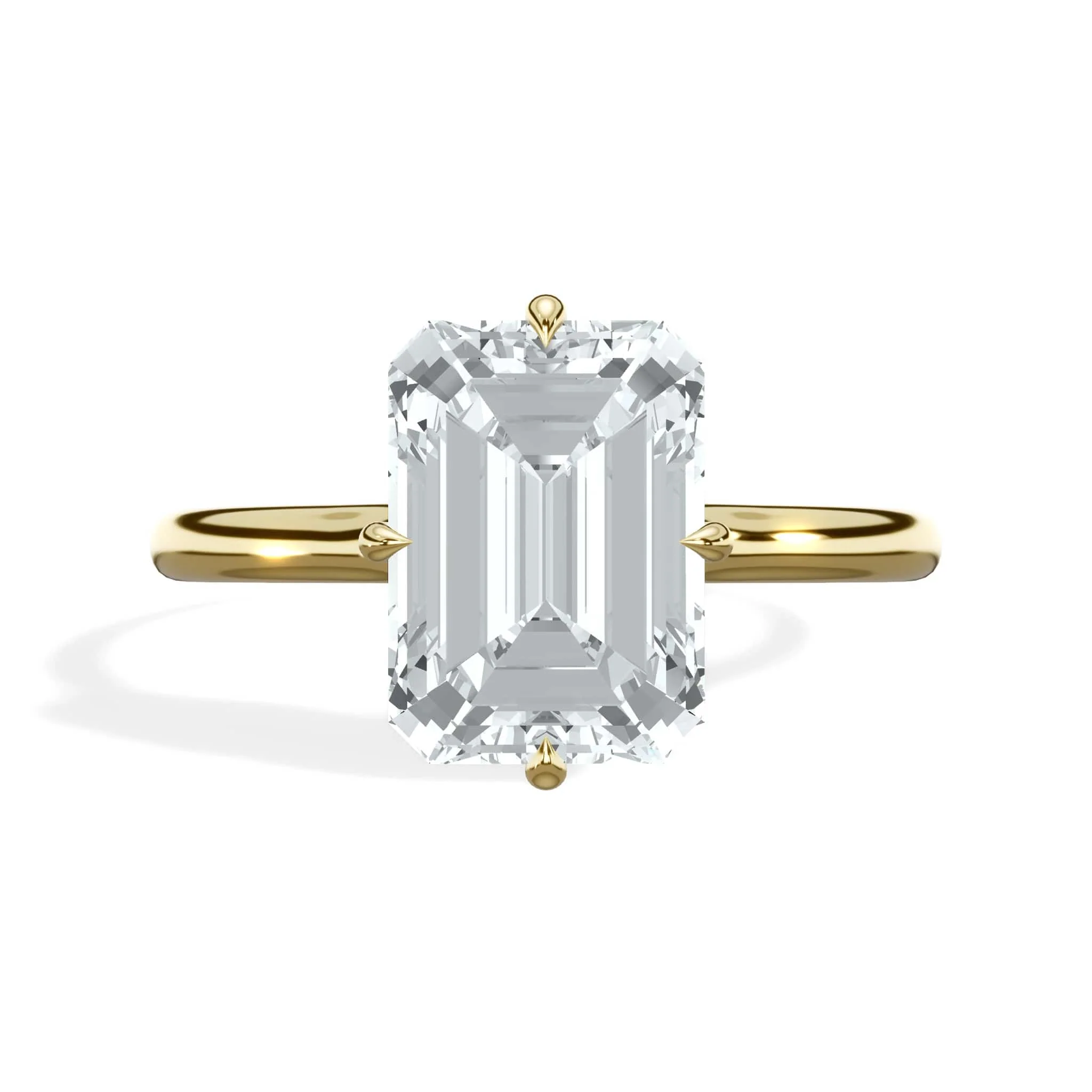 2 Carat Lab Grown Emerald Cut Diamond Compass Solitaire Engagement Ring