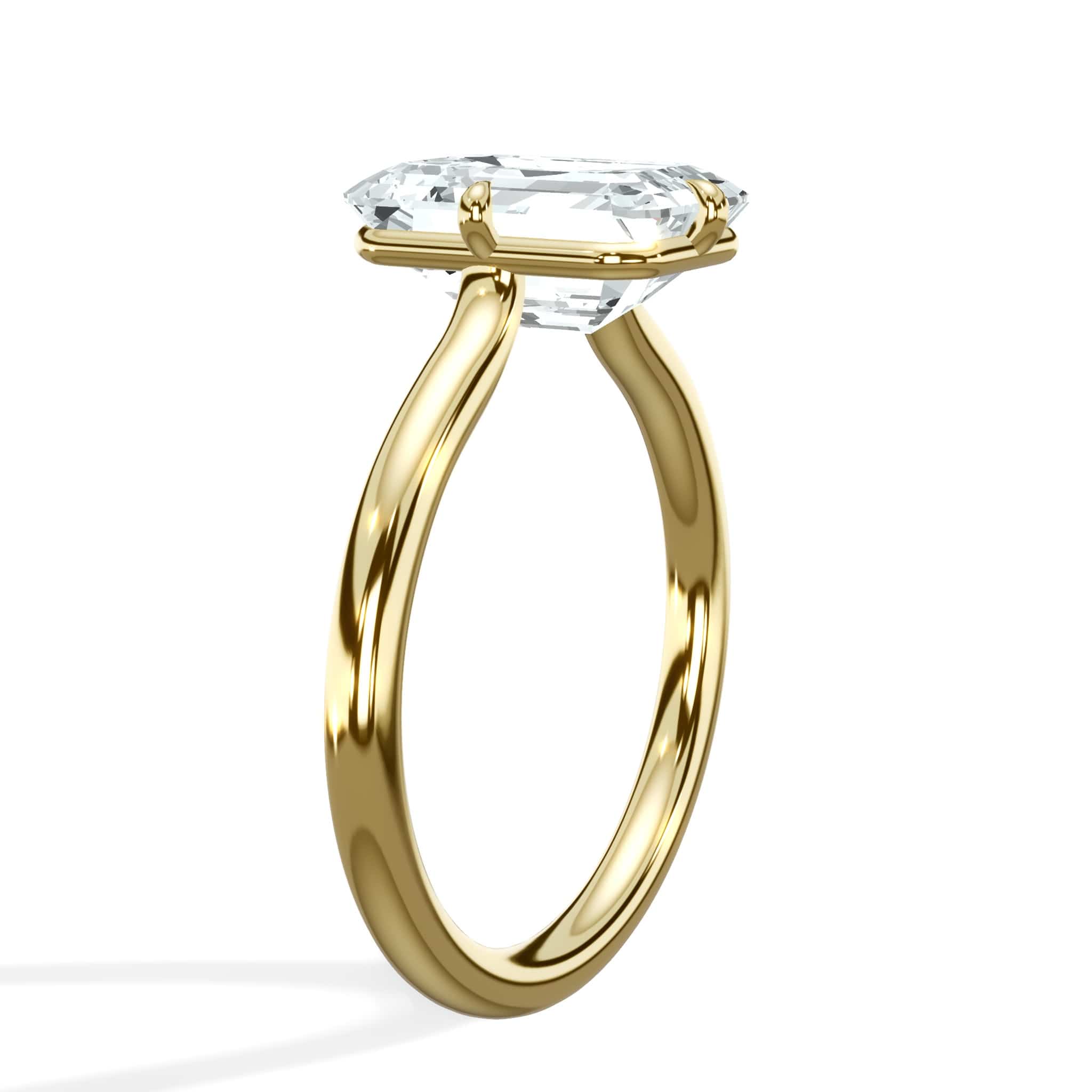 2 Carat Lab Grown Emerald Cut Diamond Compass Solitaire Engagement Ring - Image 3