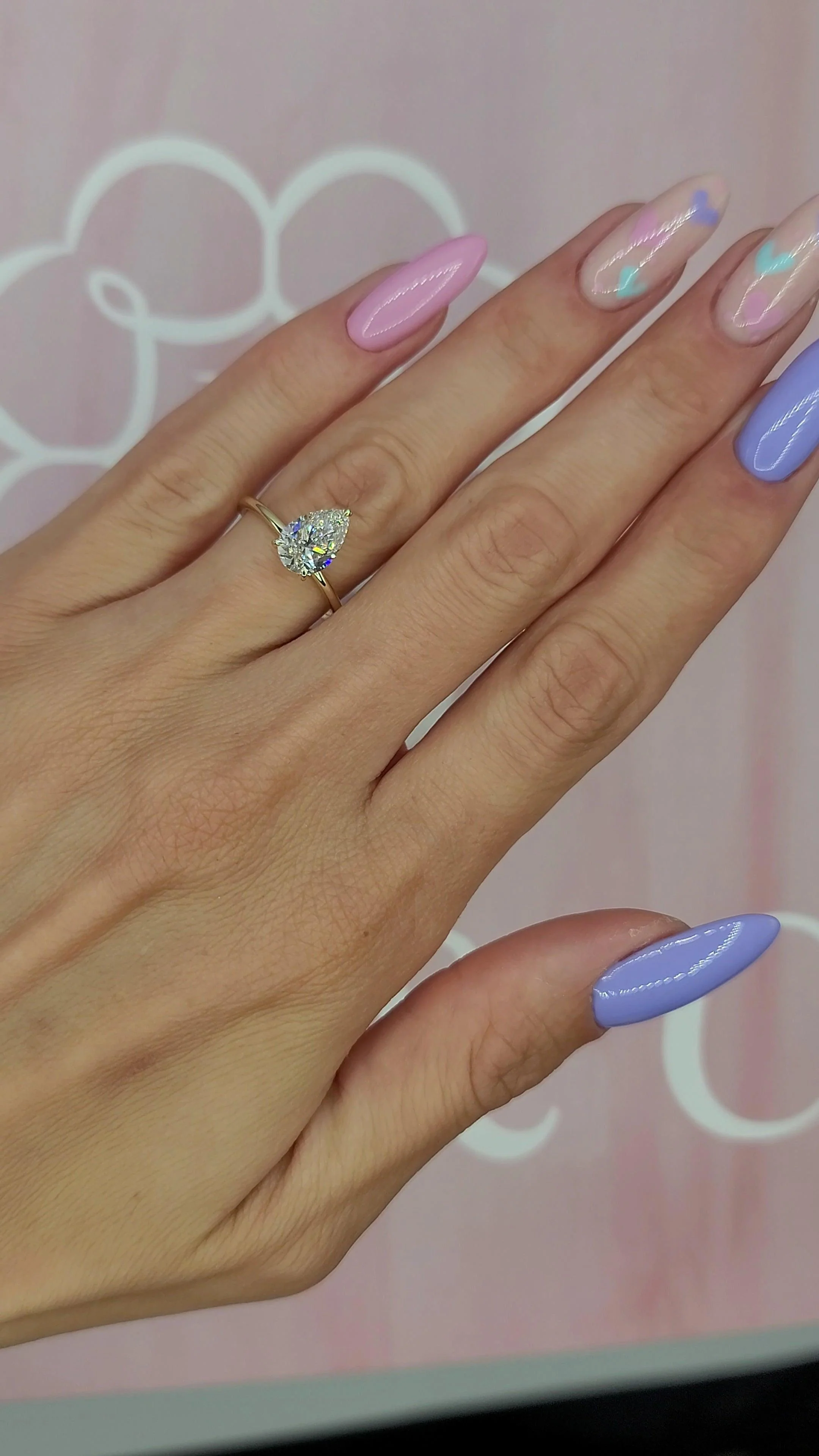 2 Carat Lab Grown Pear Shape Solitaire Diamond Engagement Ring - Image 2