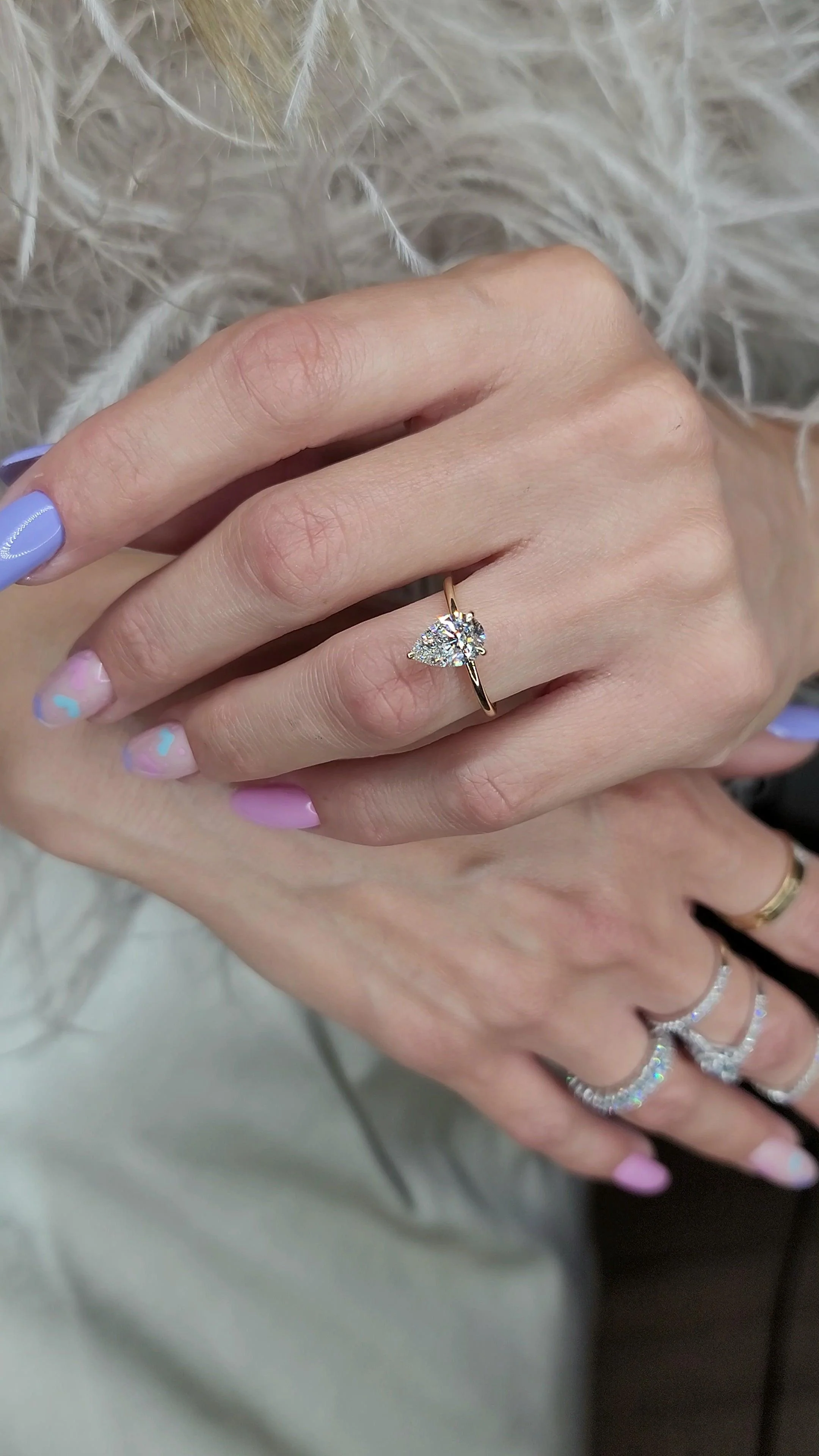 2 Carat Lab Grown Pear Shape Solitaire Diamond Engagement Ring - Image 3
