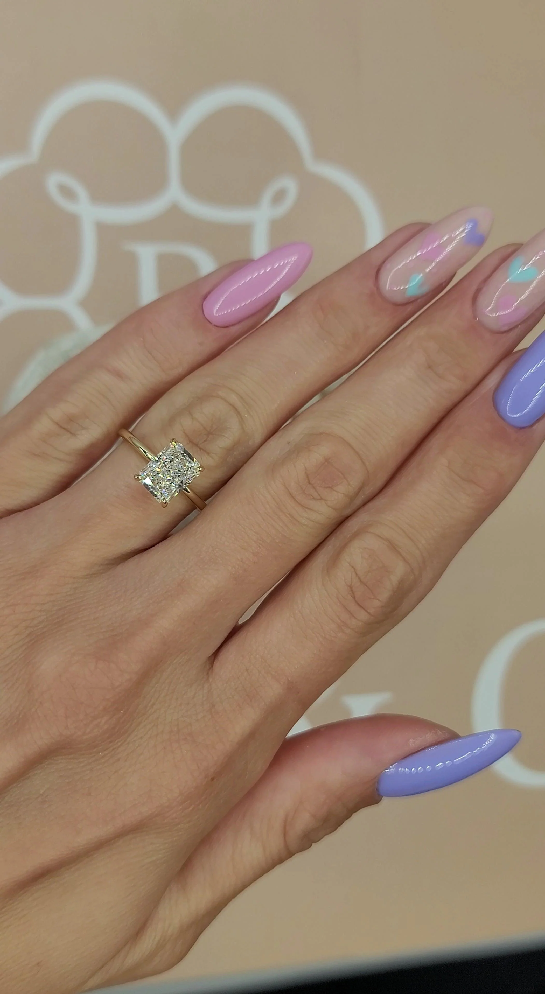 2 Carat Lab Grown Solitaire Radiant Cut Diamond Engagement Ring - Image 2