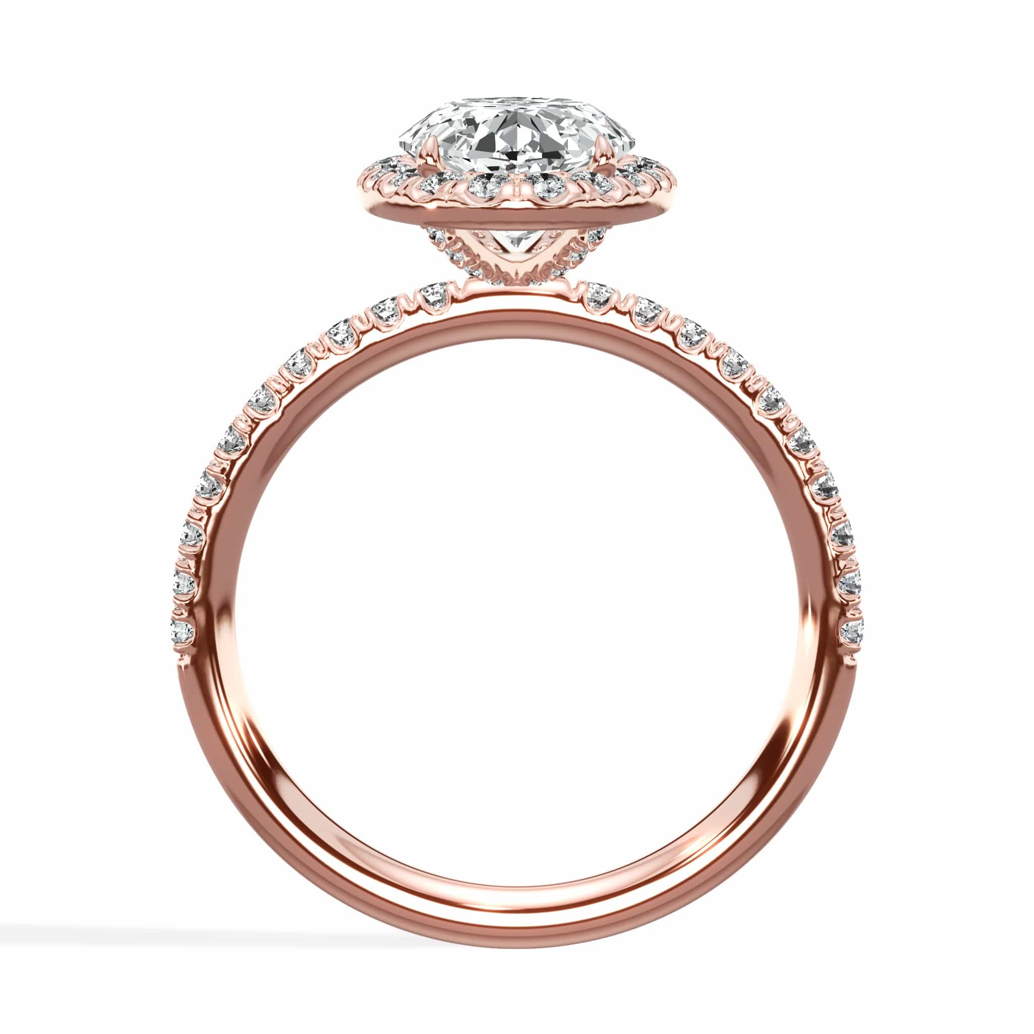 2 Carat Lab Grown Oval Cut Micropave Halo Side Stones Diamond Engagement Ring - Image 6