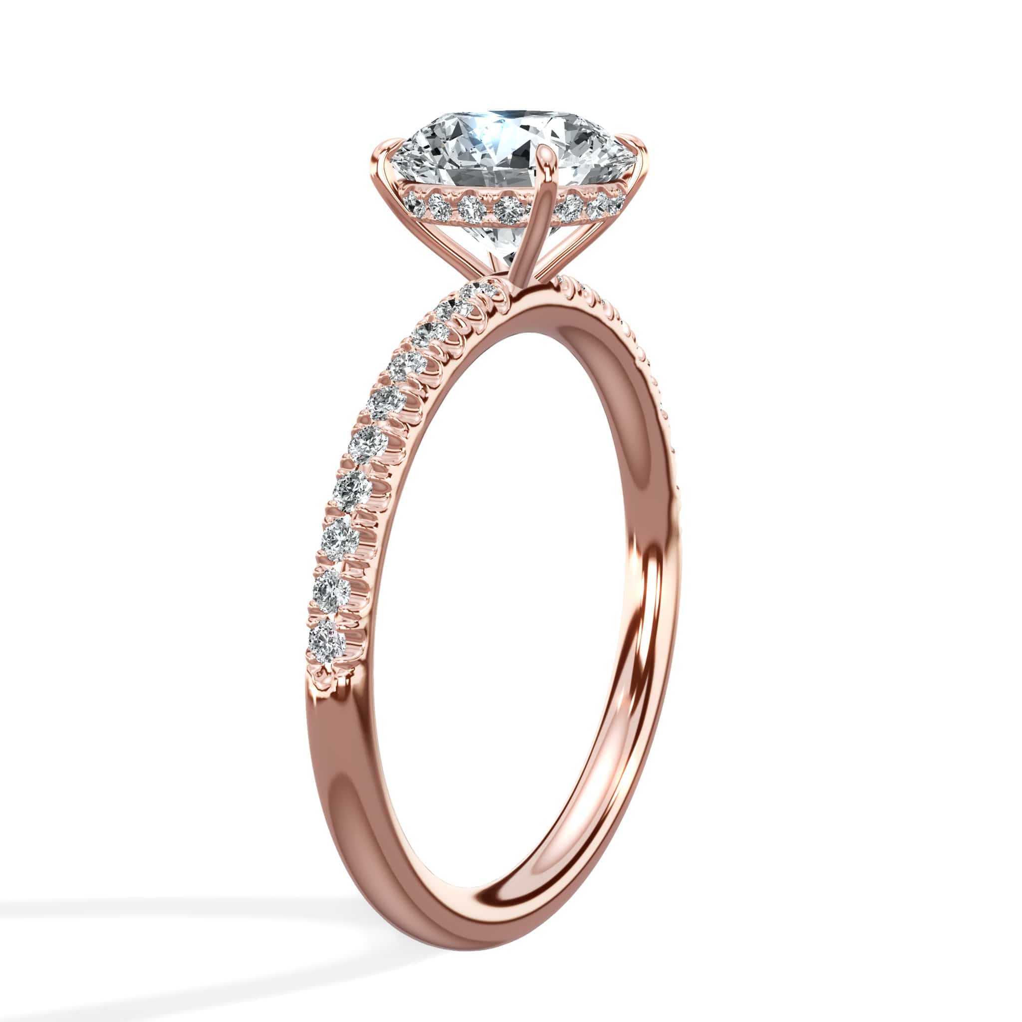 2 Carats Lab Grown Round Brilliant Cut Micropave Side Stones Hidden Halo Diamond Engagement Ring Rose Gold - Image 5