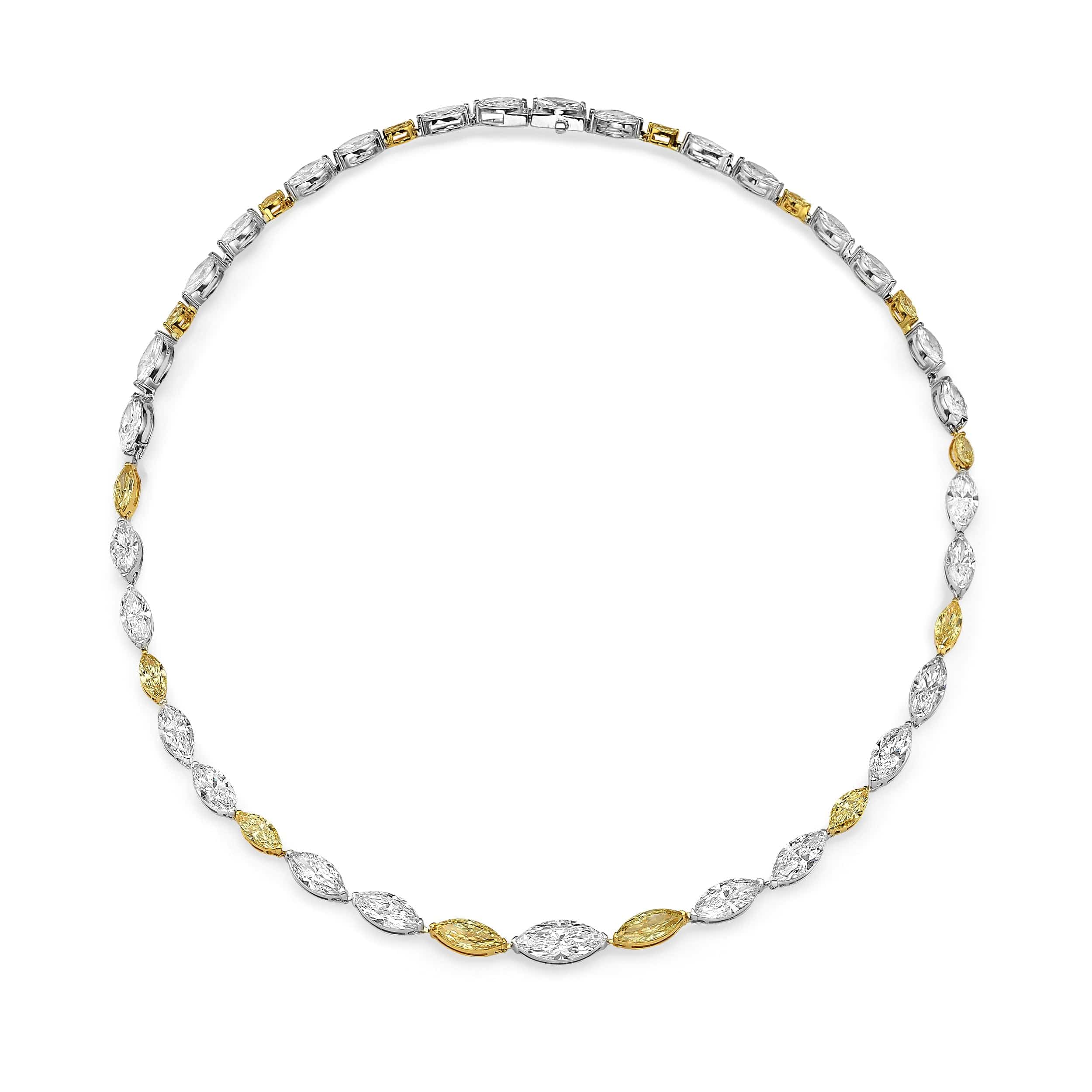 22.24 ct Graduated East-West Marquise Diamond Tennis Necklace in 14k Gold - Image 3