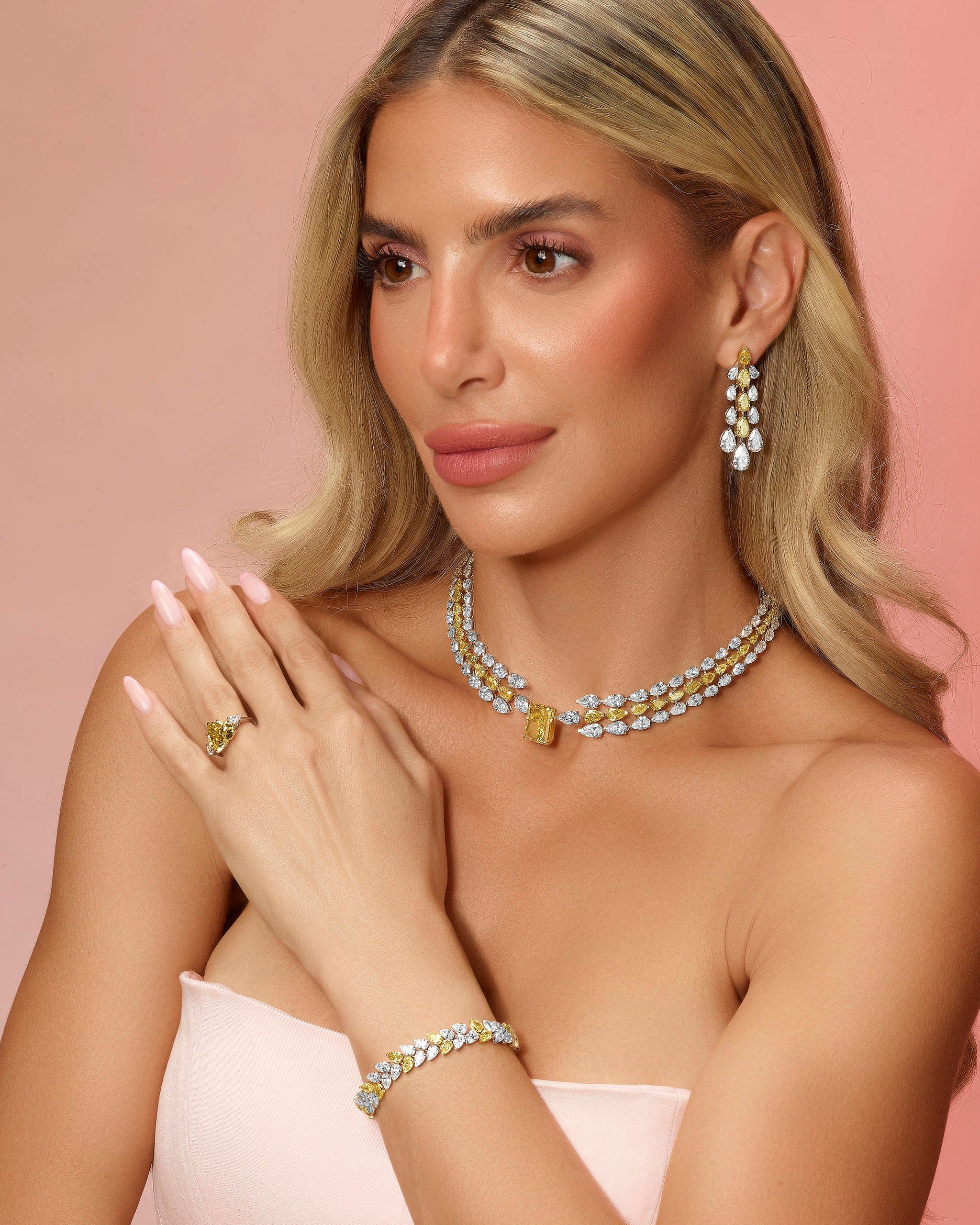 16.29 Fancy Yellow & Colorless Pear-Shaped Diamond Drop Earrings 14K Gold - Image 3