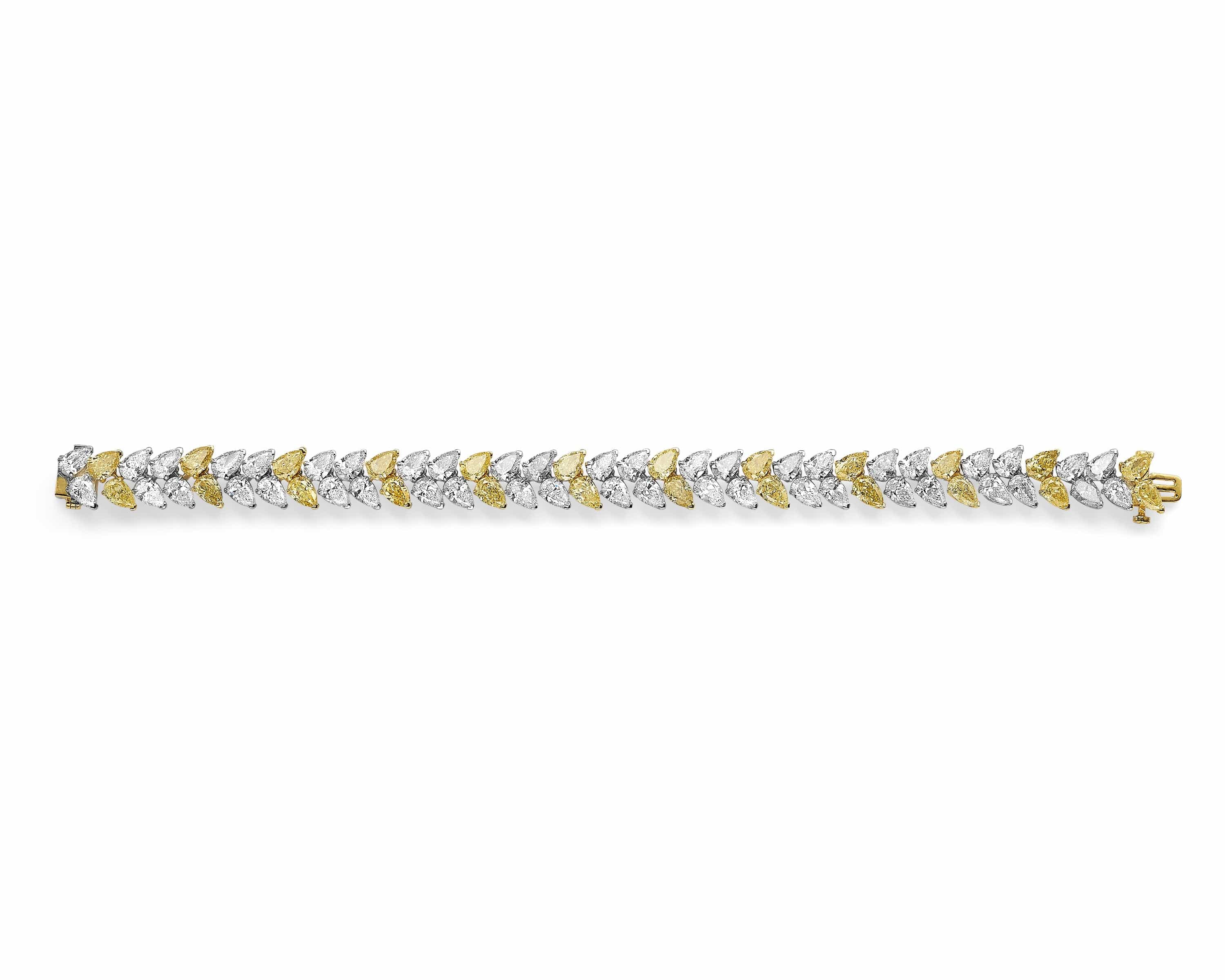 24.03ct Two-Row Pear-Shaped Diamond Tennis Bracelet - Image 3