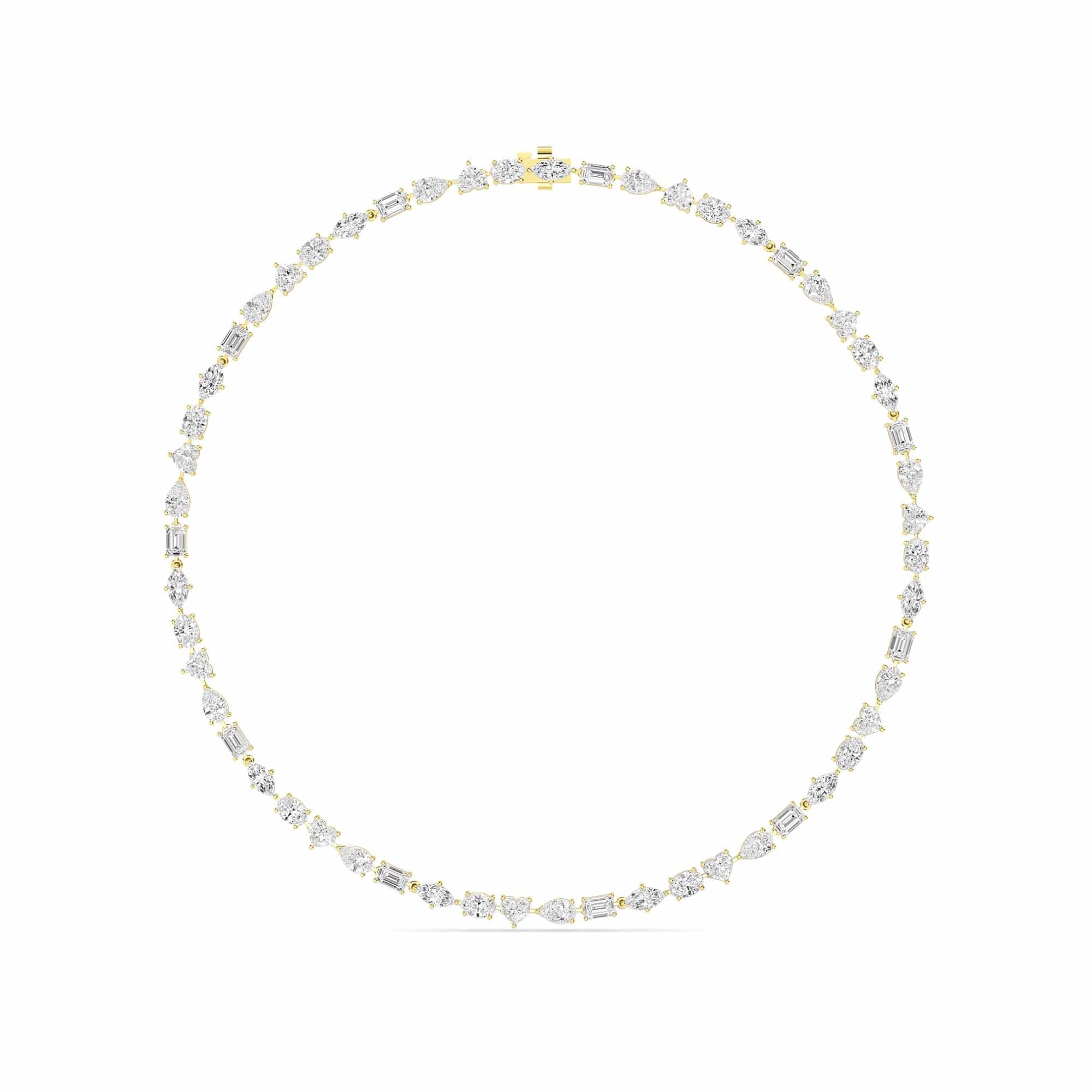 28.90 Carat Multi Shape Lab Grown Diamond Tennis Necklace in 14k White Gold - Image 4