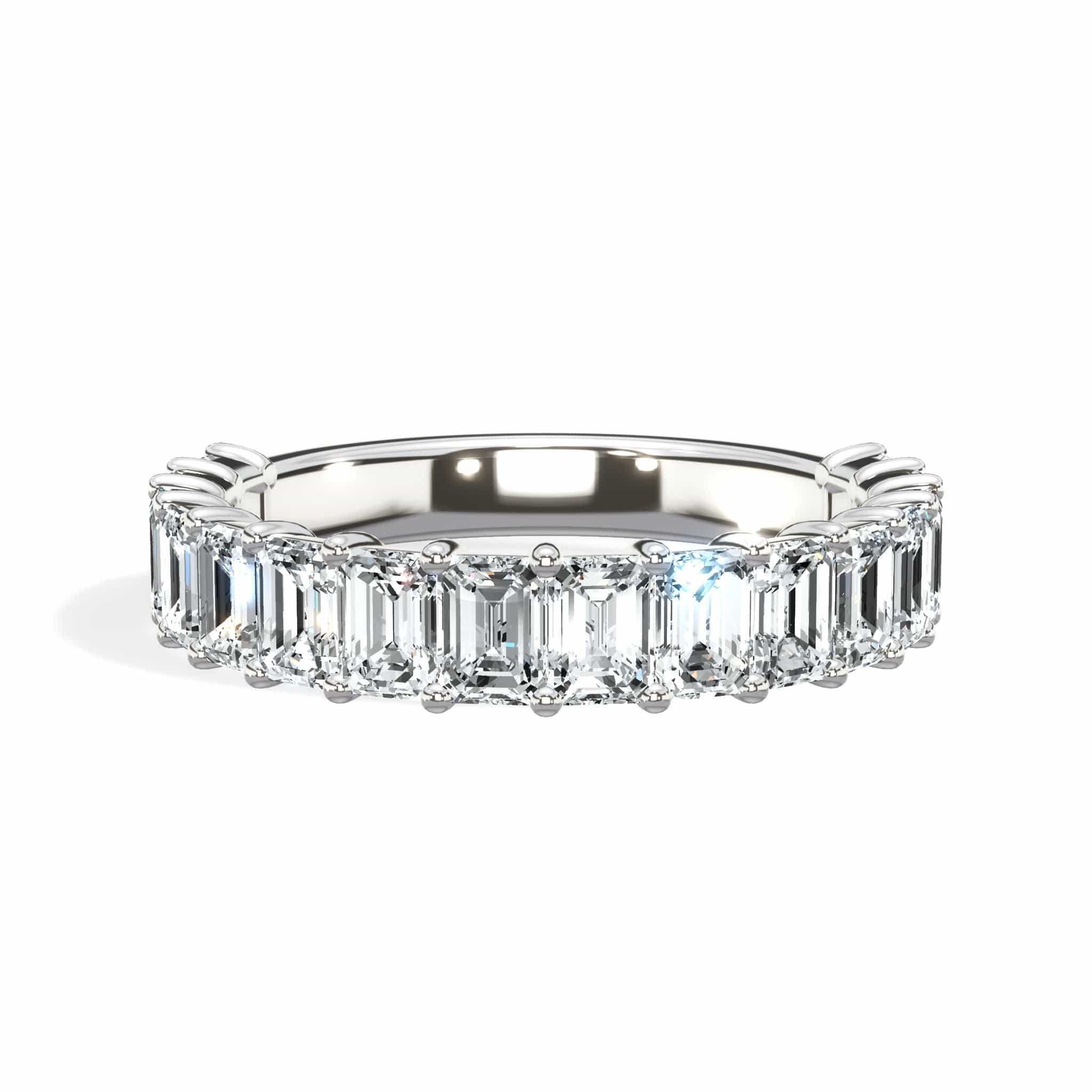 2ct Emerald Lab-Grown Diamond 3/4 Eternity Band in 14k White Gold