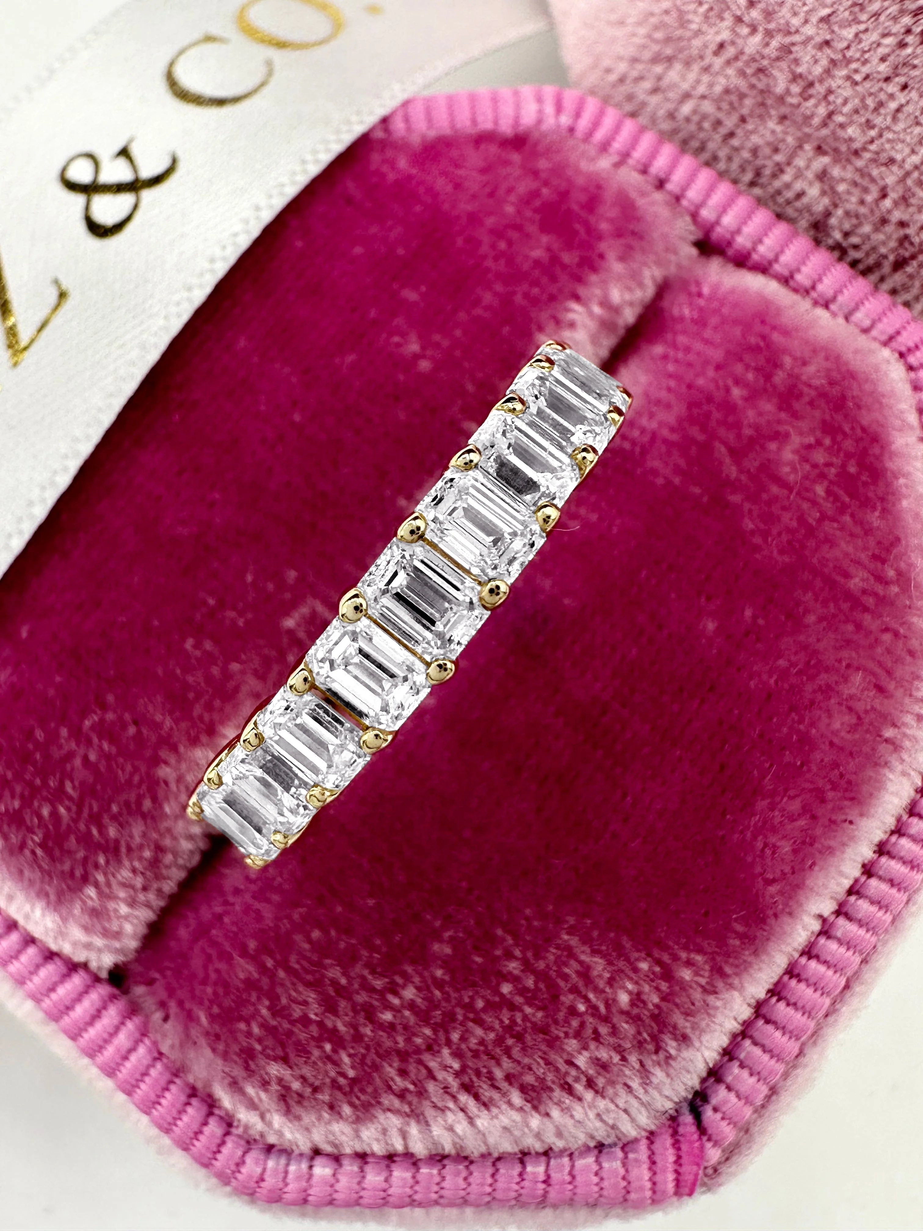 2ct Emerald Lab-Grown Diamond 3/4 Eternity Band in 14k Yellow Gold - Image 4