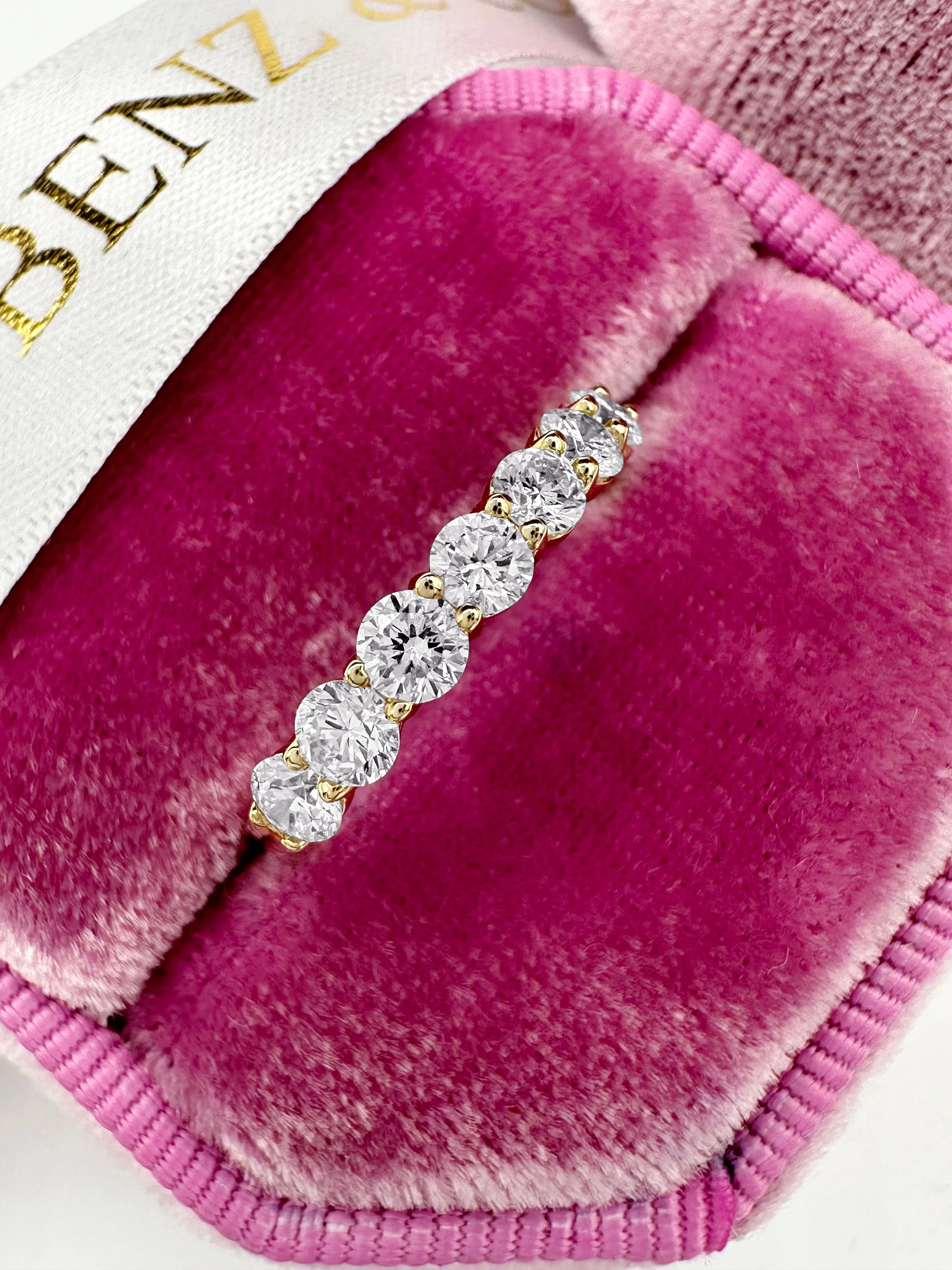 2ct Round Lab-Grown Diamond 3/4 Eternity Band in 14k Yellow Gold - Image 4