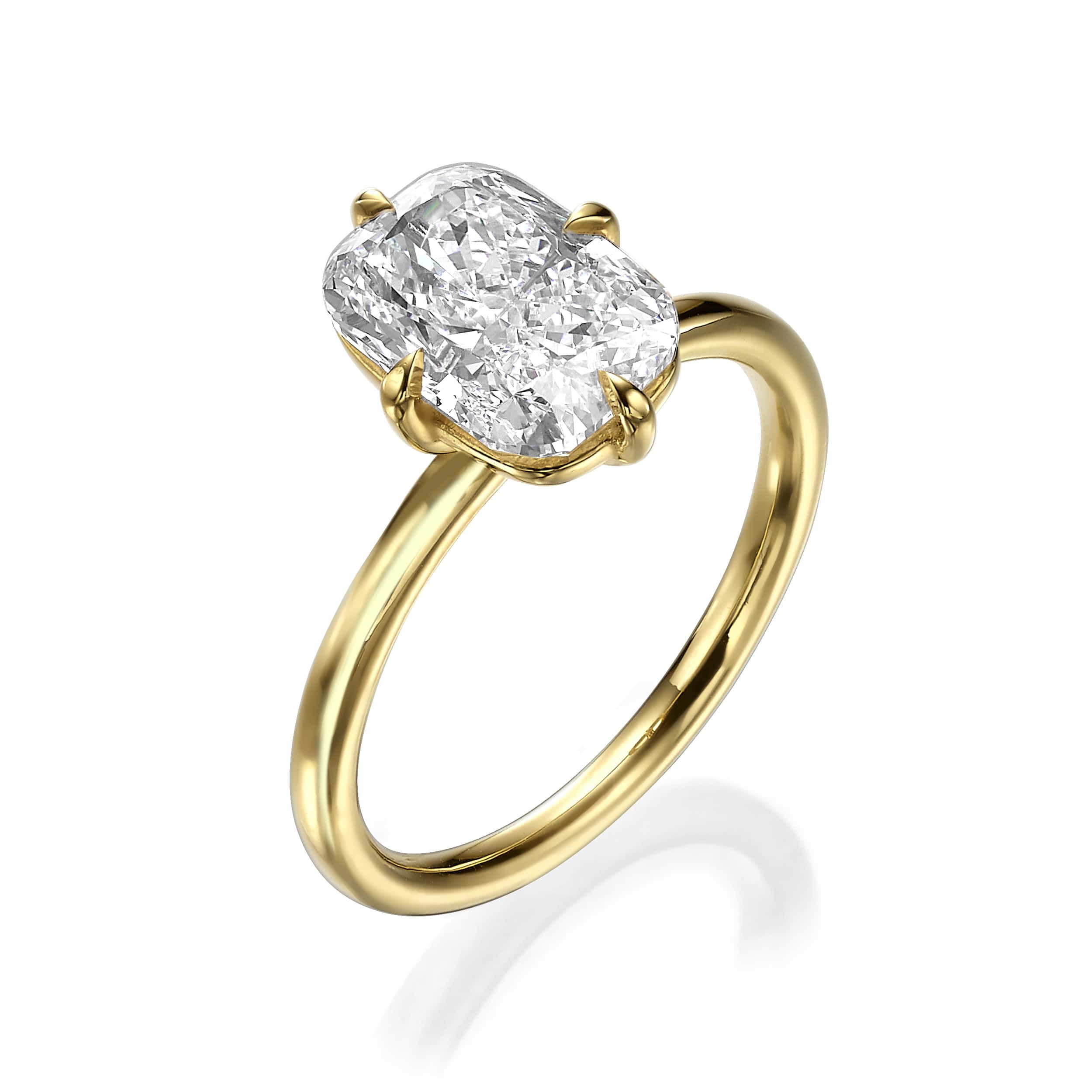 3.0 Carat Lab Grown Elongated Cushion Cut Diamond Solitaire Engagement Ring - Image 2